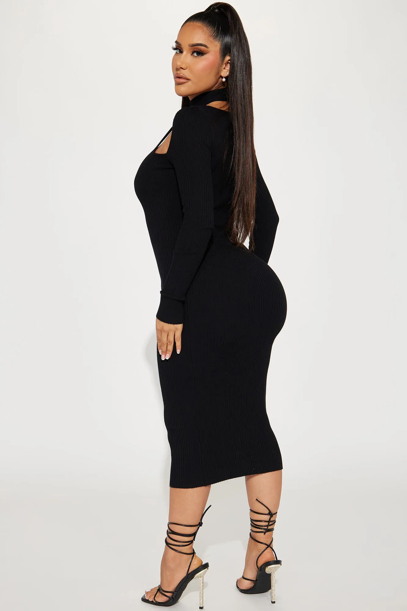 Alex Sweater Midi Dress - Black