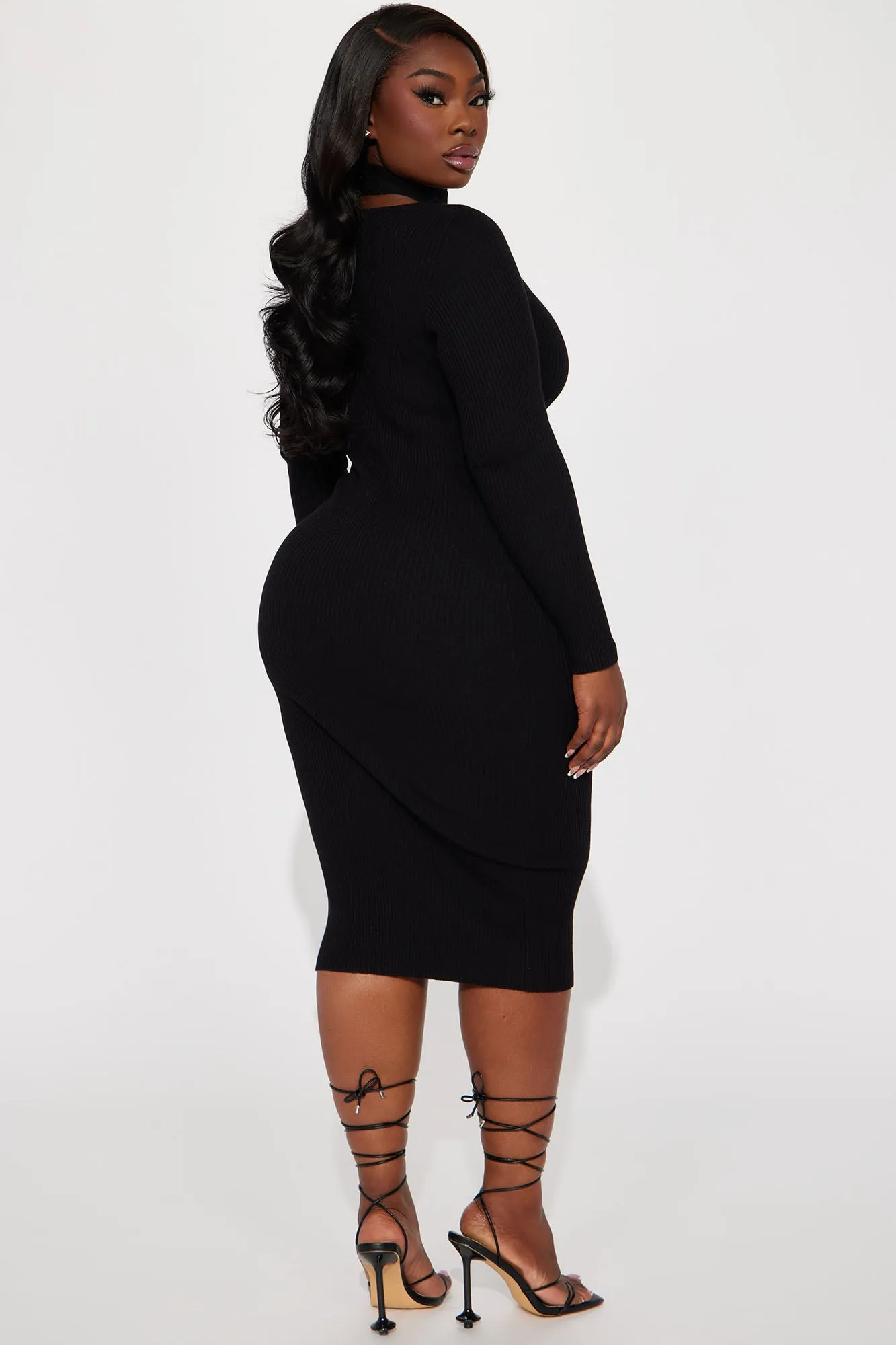 Alex Sweater Midi Dress - Black
