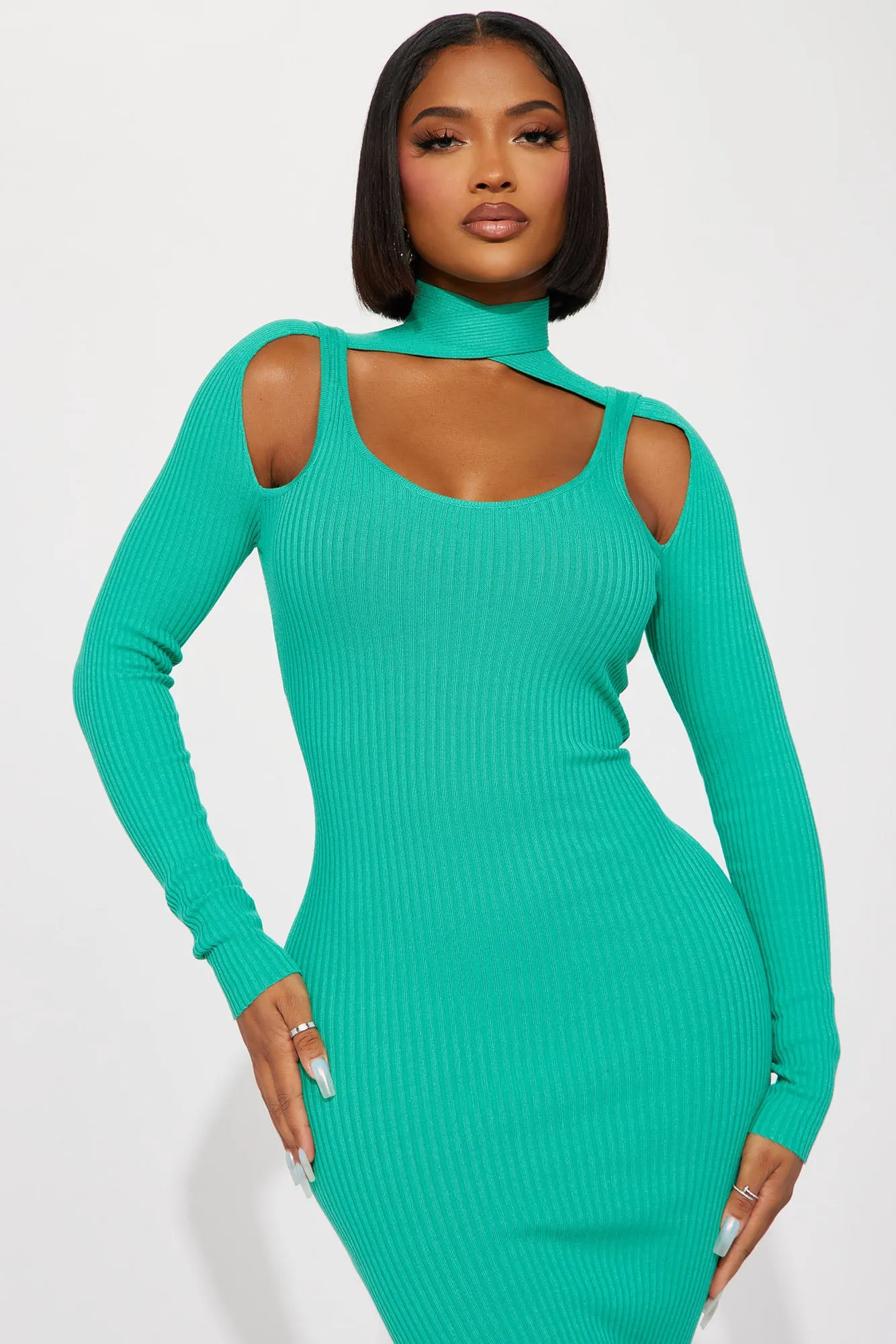 Alex Sweater Midi Dress - Jade