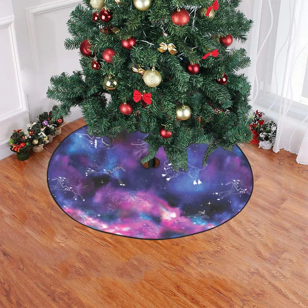Animal Ancestors 1 Blue and Pink Christmas Tree Skirt 47" x 47"