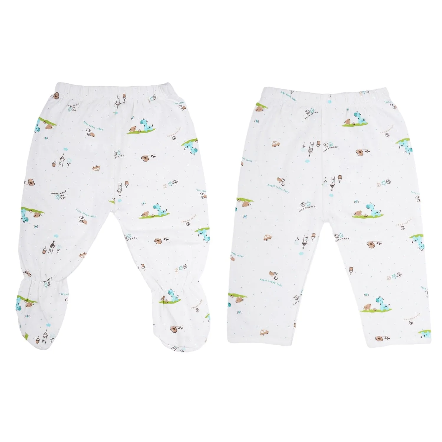 Baby Moo Animal Print Cap Bib Pyjamas 5 Pcs Clothing Gift Set - Blue