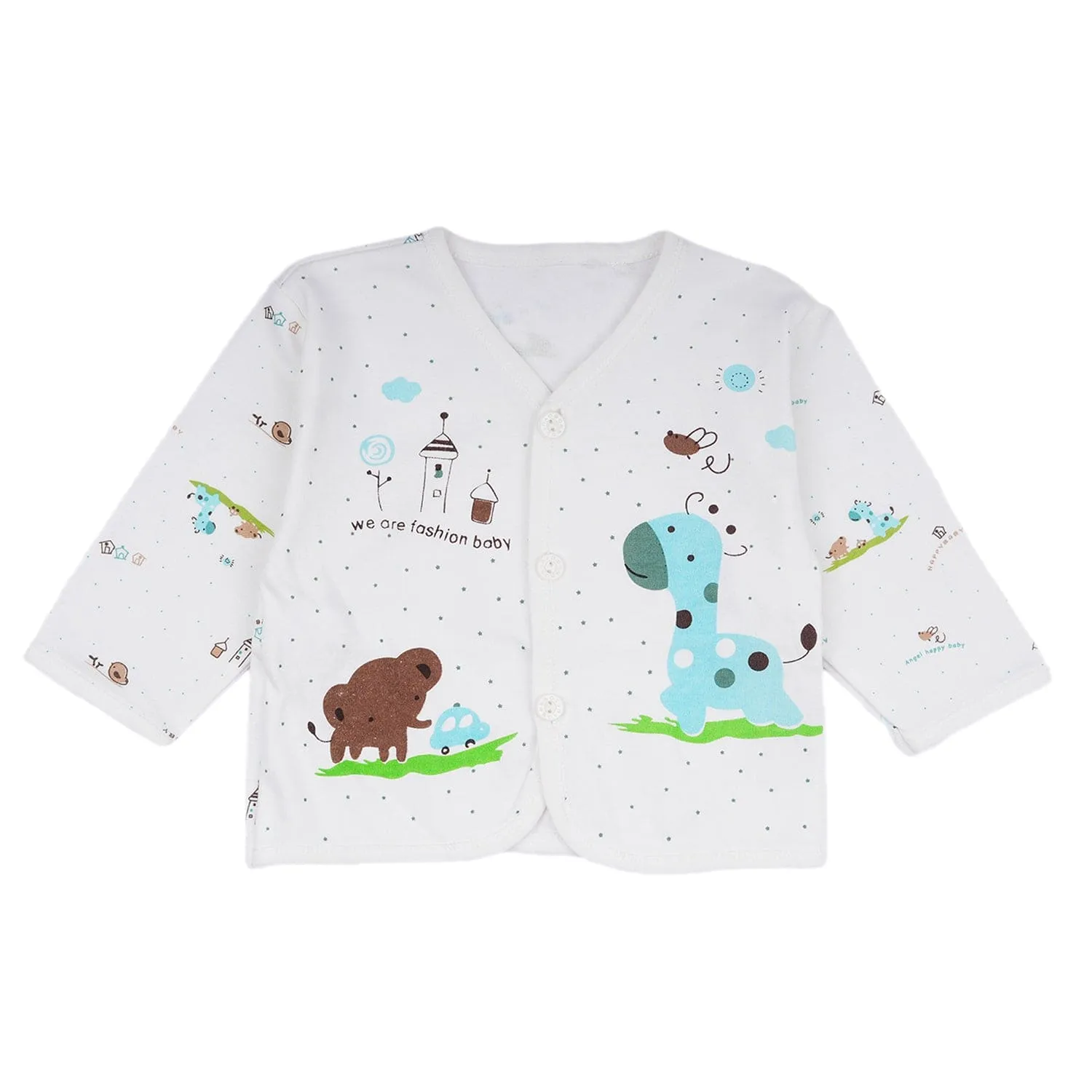 Baby Moo Animal Print Cap Bib Pyjamas 5 Pcs Clothing Gift Set - Blue