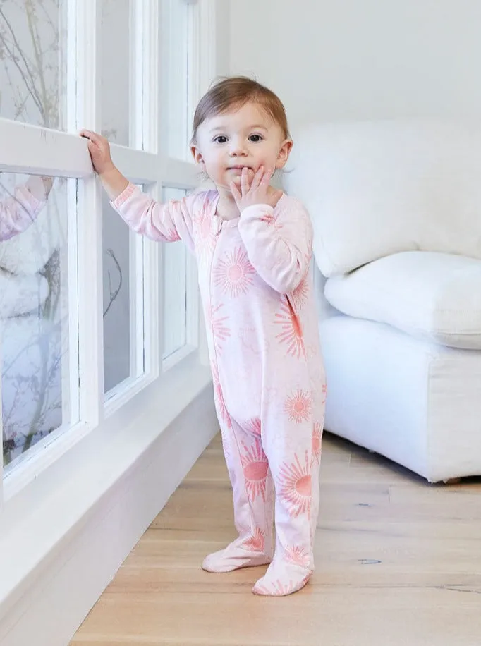Baby Sun Burst Slub Rib Romper - Sun Burst Orange