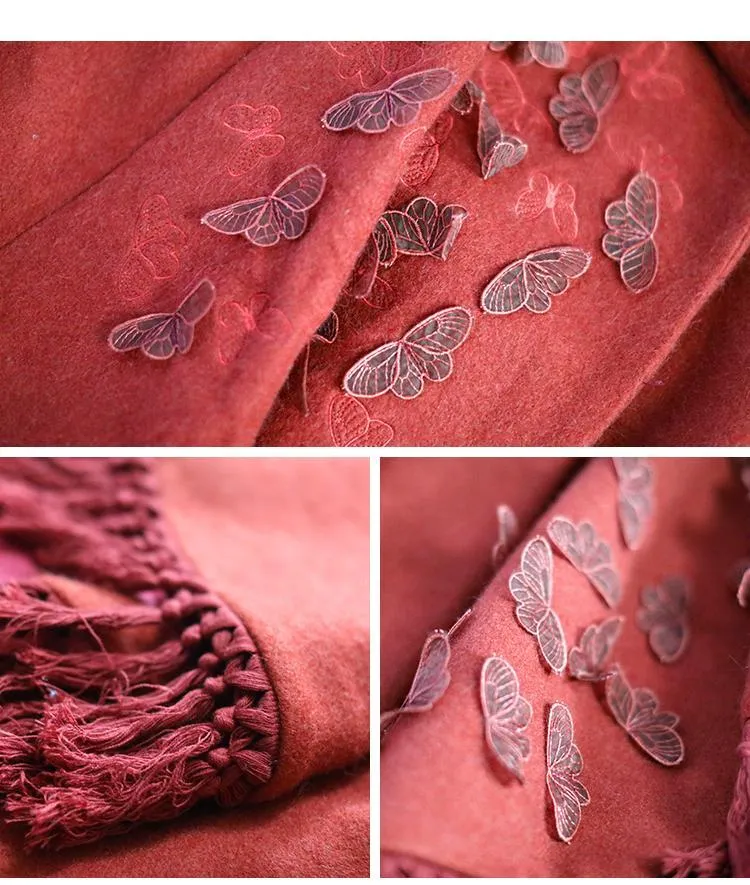 Belle Red Rose Embroidered Hooded Cape | Mandala