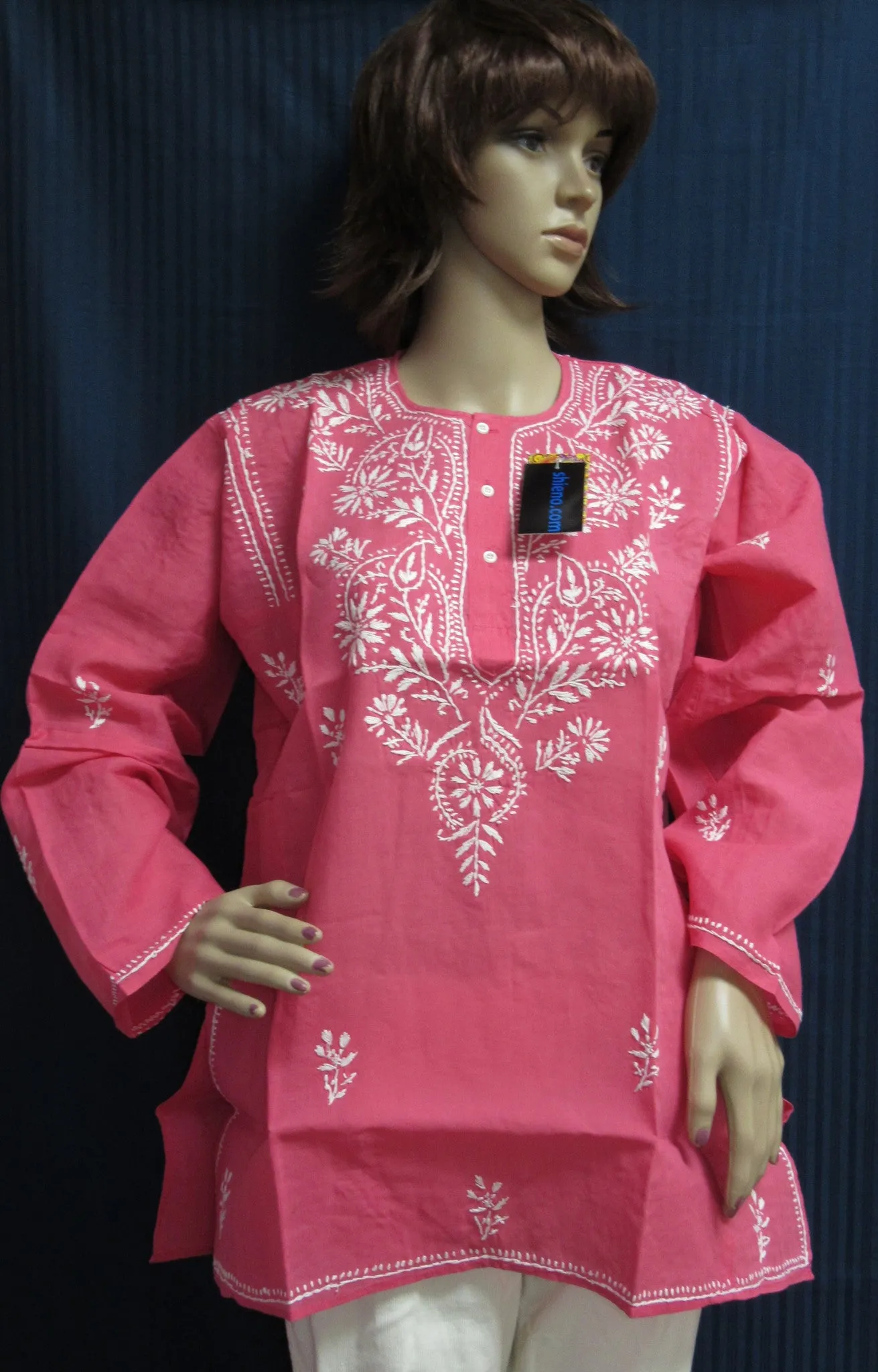 Blouse 7781 Cotton Voile Kurti Tunic Shirt Hand Craft Career Wear Shieno Sarees