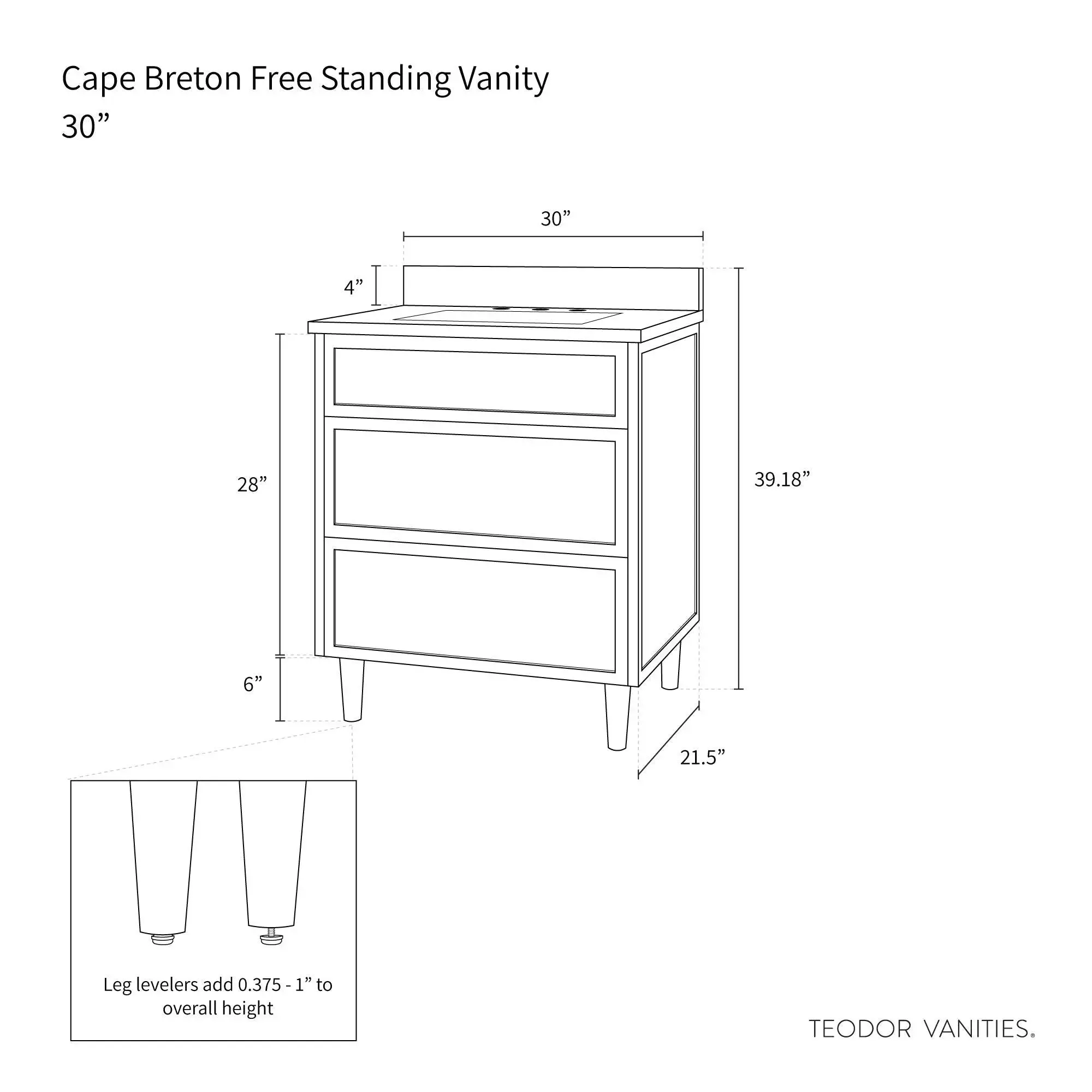 Cape Breton 30" Satin White Bathroom Vanity