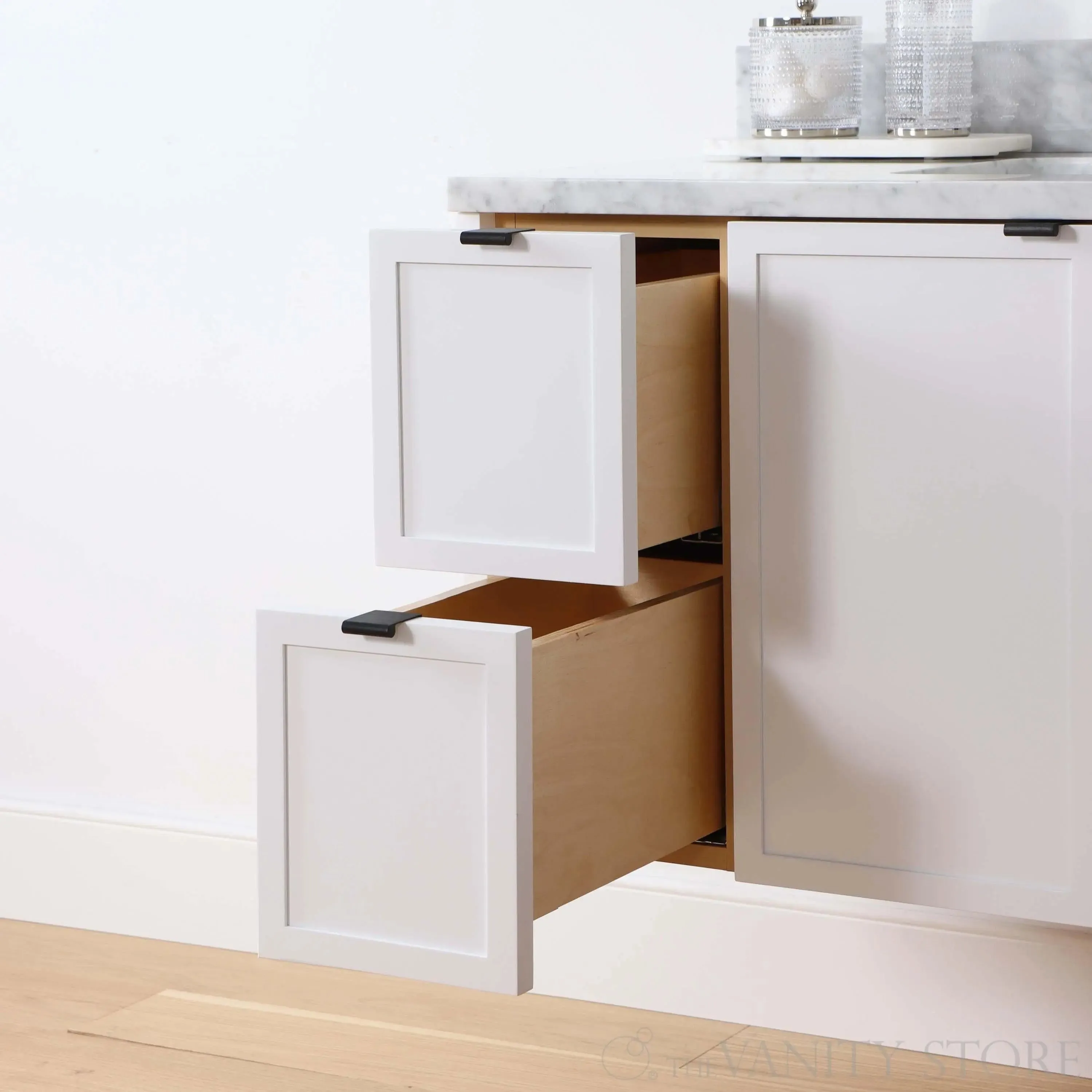 Cape Breton 36" Wall Mount Satin White Bathroom Vanity, Right Sink