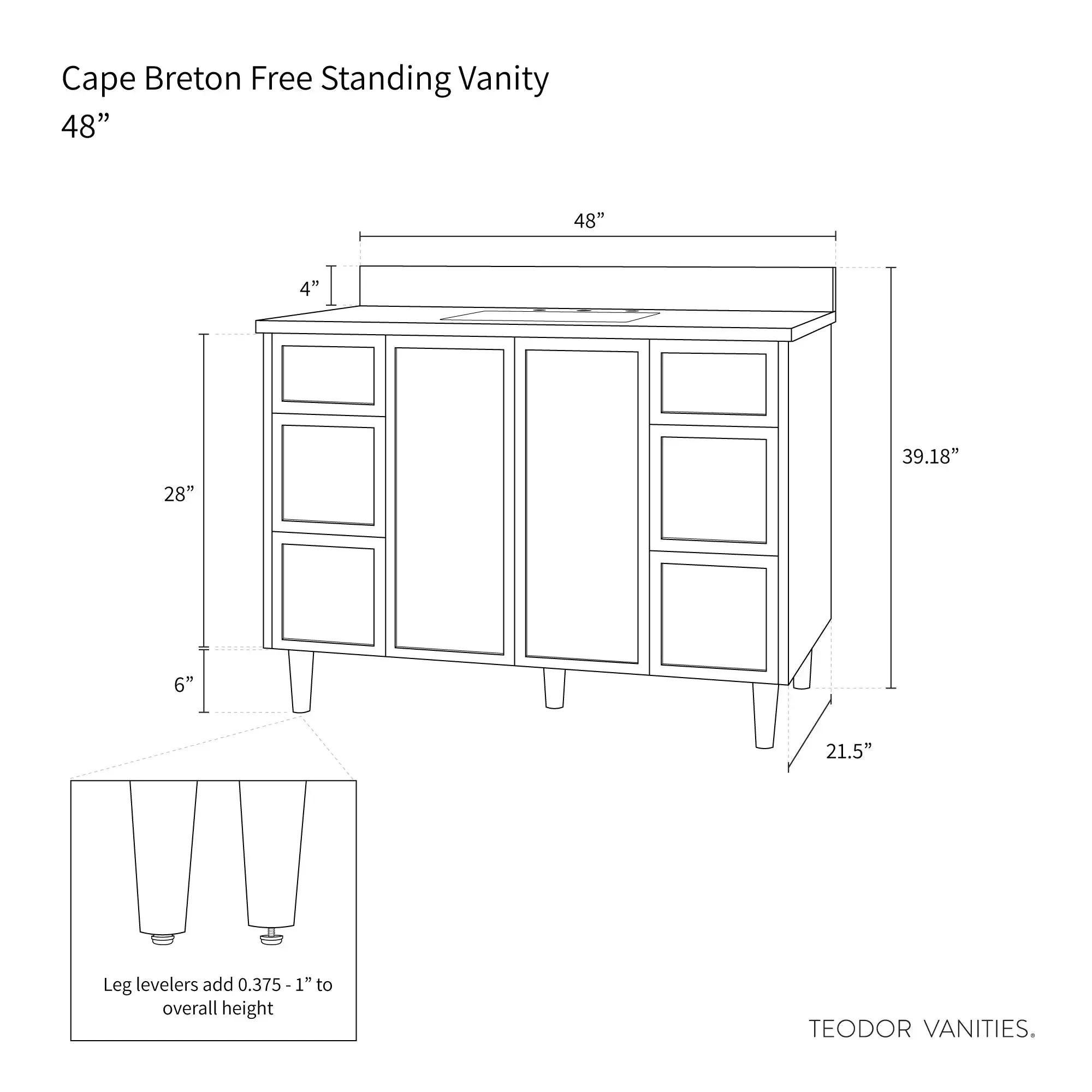 Cape Breton 48" Satin White Bathroom Vanity