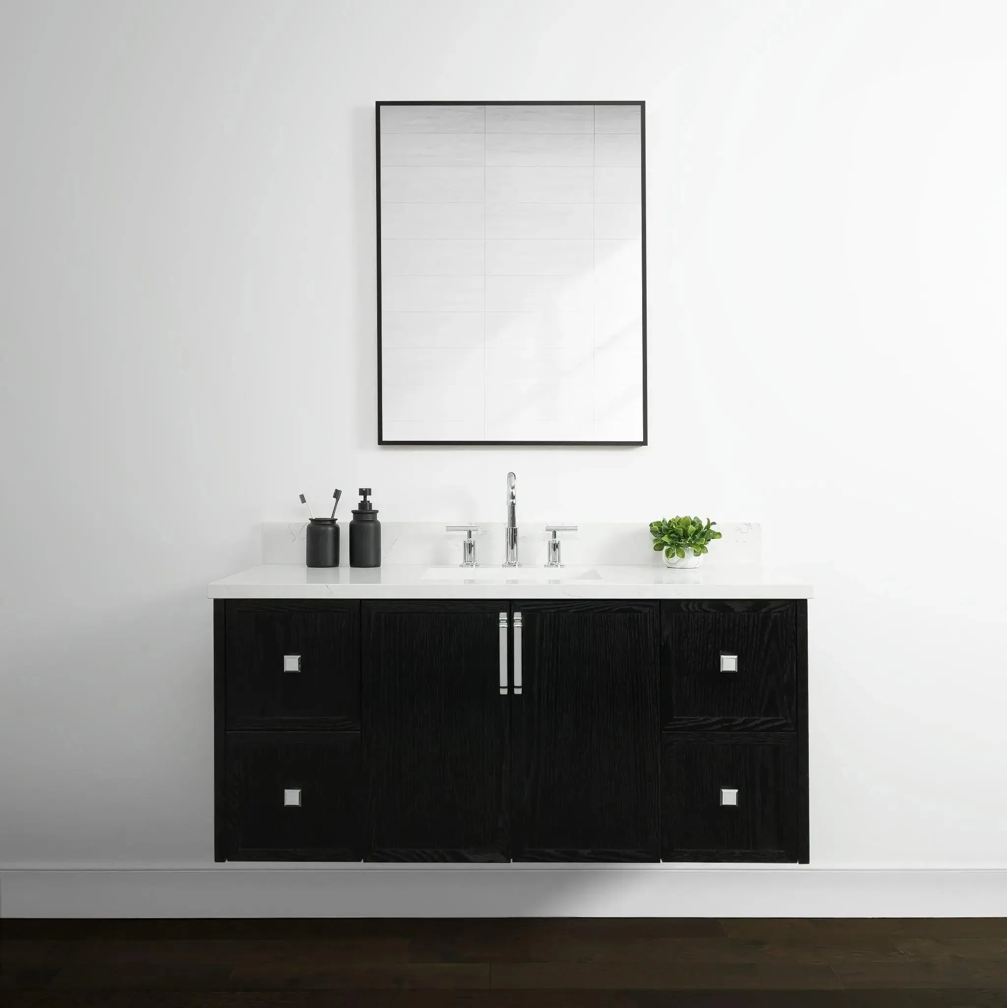 Cape Breton 48" Wall Mount Blackened Oak Bathroom Vanity