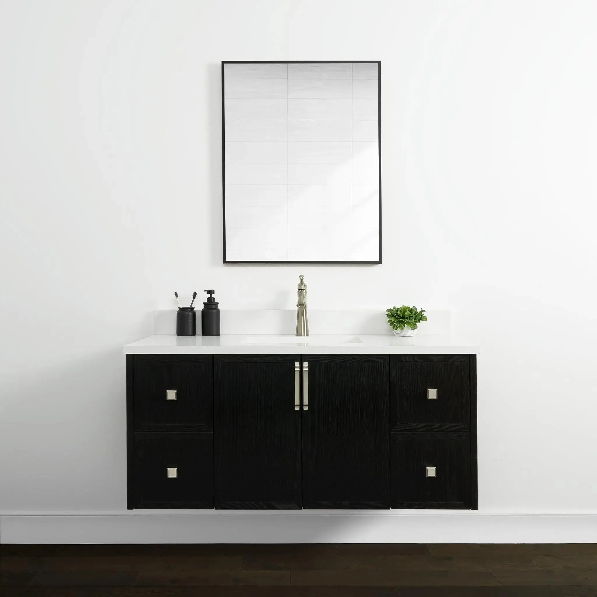 Cape Breton 48" Wall Mount Blackened Oak Bathroom Vanity