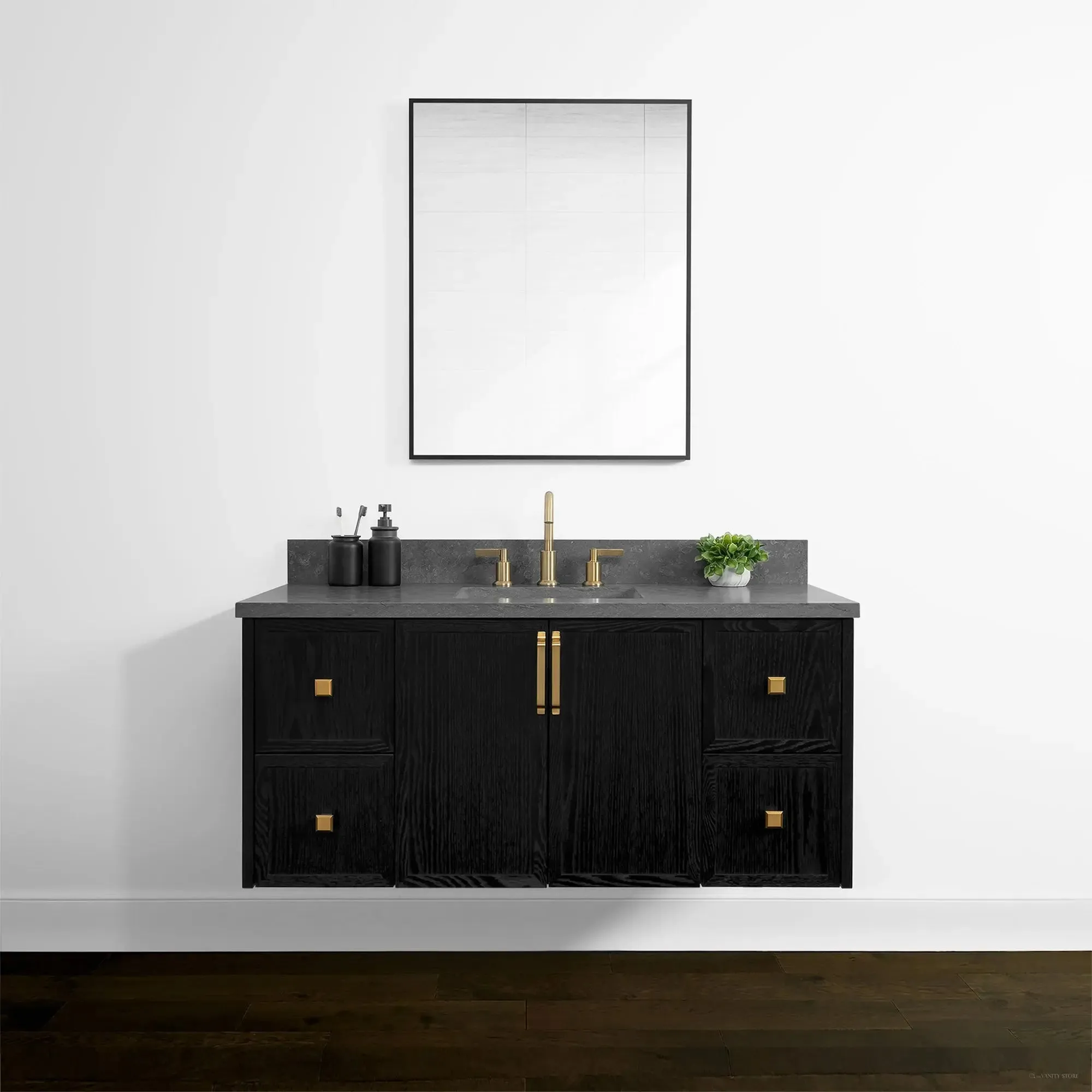 Cape Breton 48" Wall Mount Blackened Oak Bathroom Vanity