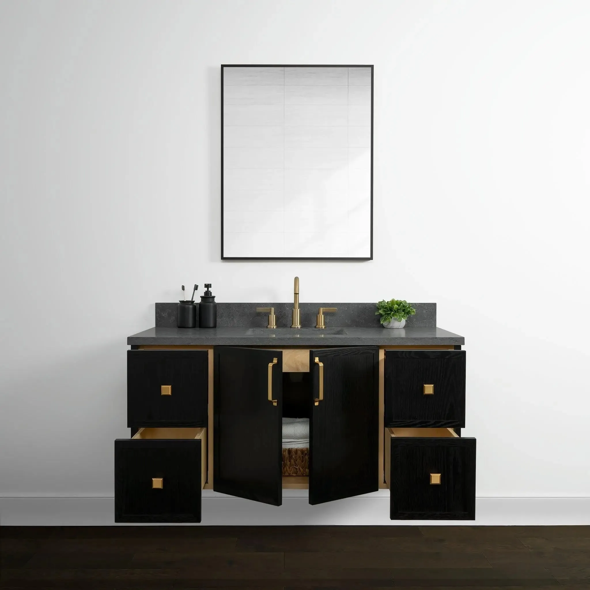 Cape Breton 48" Wall Mount Blackened Oak Bathroom Vanity