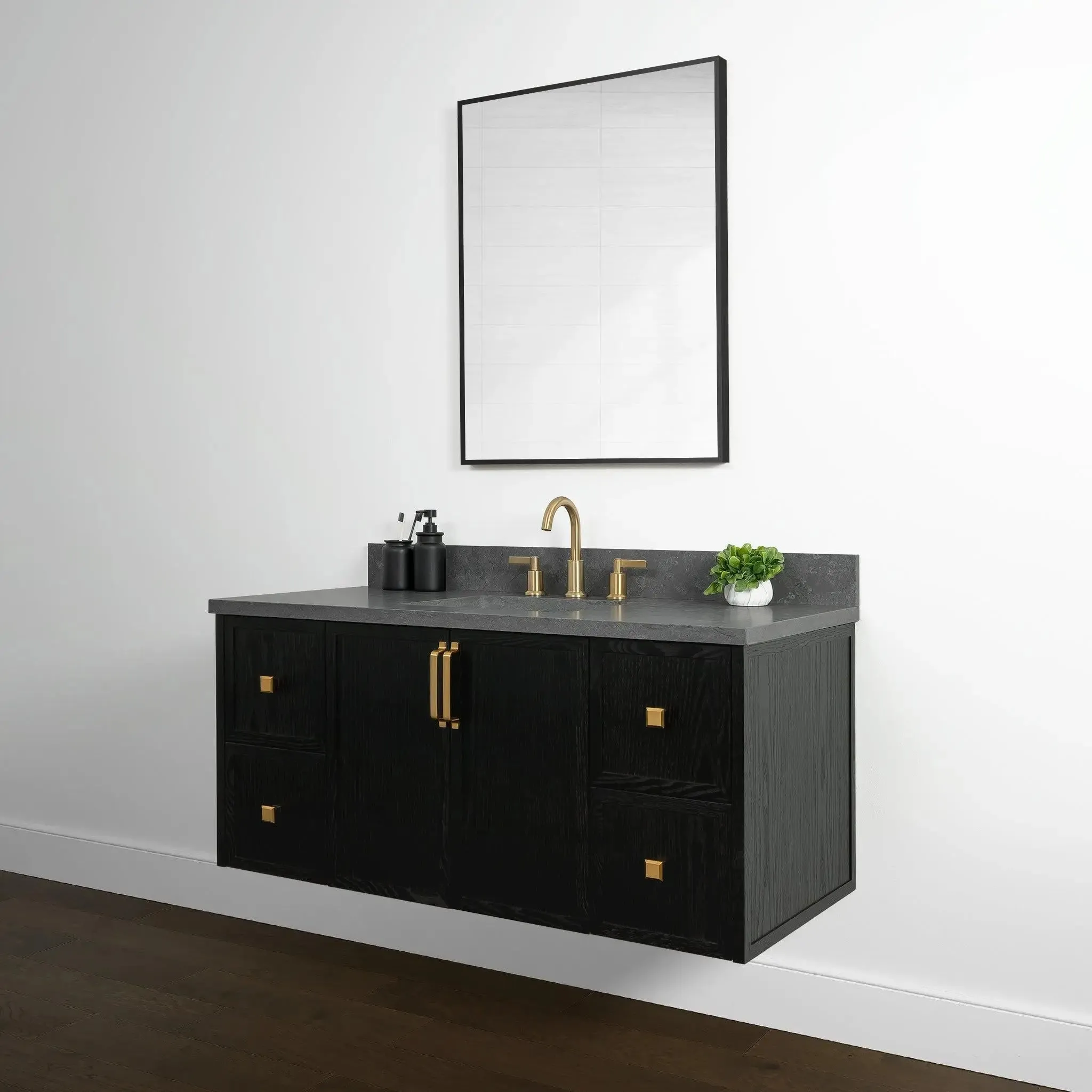 Cape Breton 48" Wall Mount Blackened Oak Bathroom Vanity