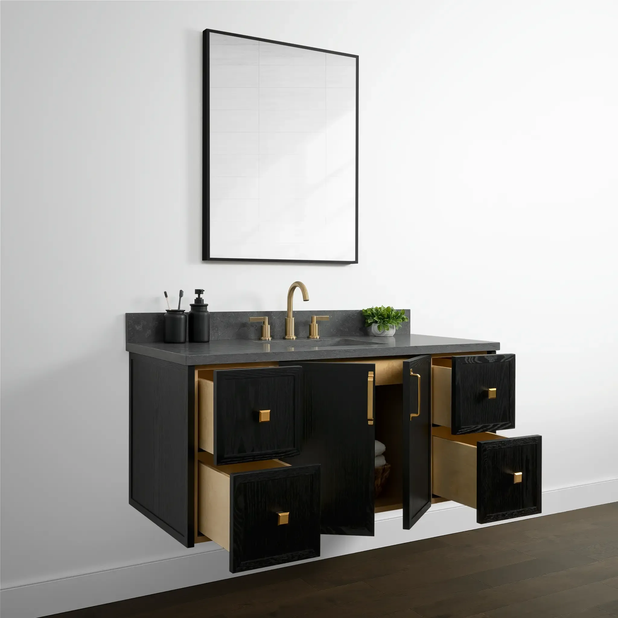 Cape Breton 48" Wall Mount Blackened Oak Bathroom Vanity