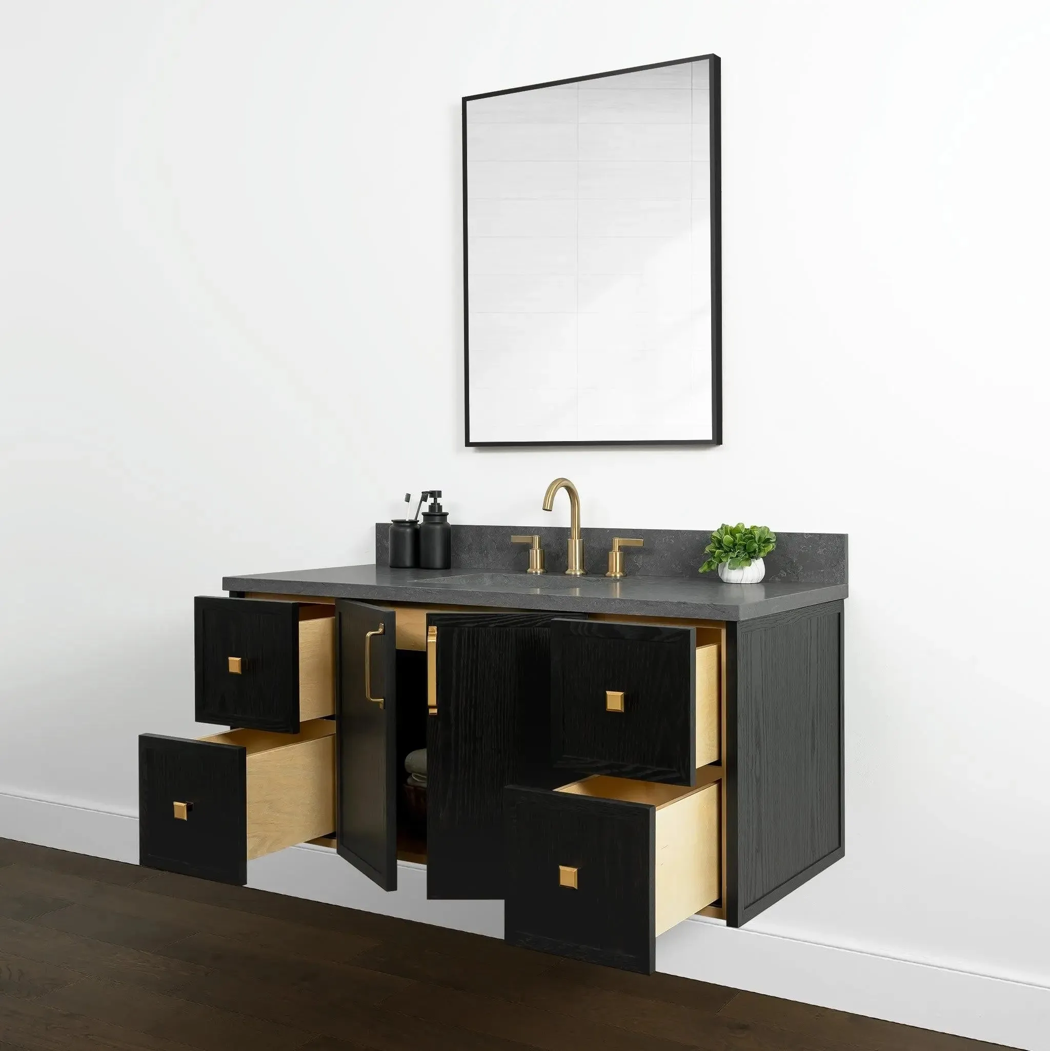 Cape Breton 48" Wall Mount Blackened Oak Bathroom Vanity