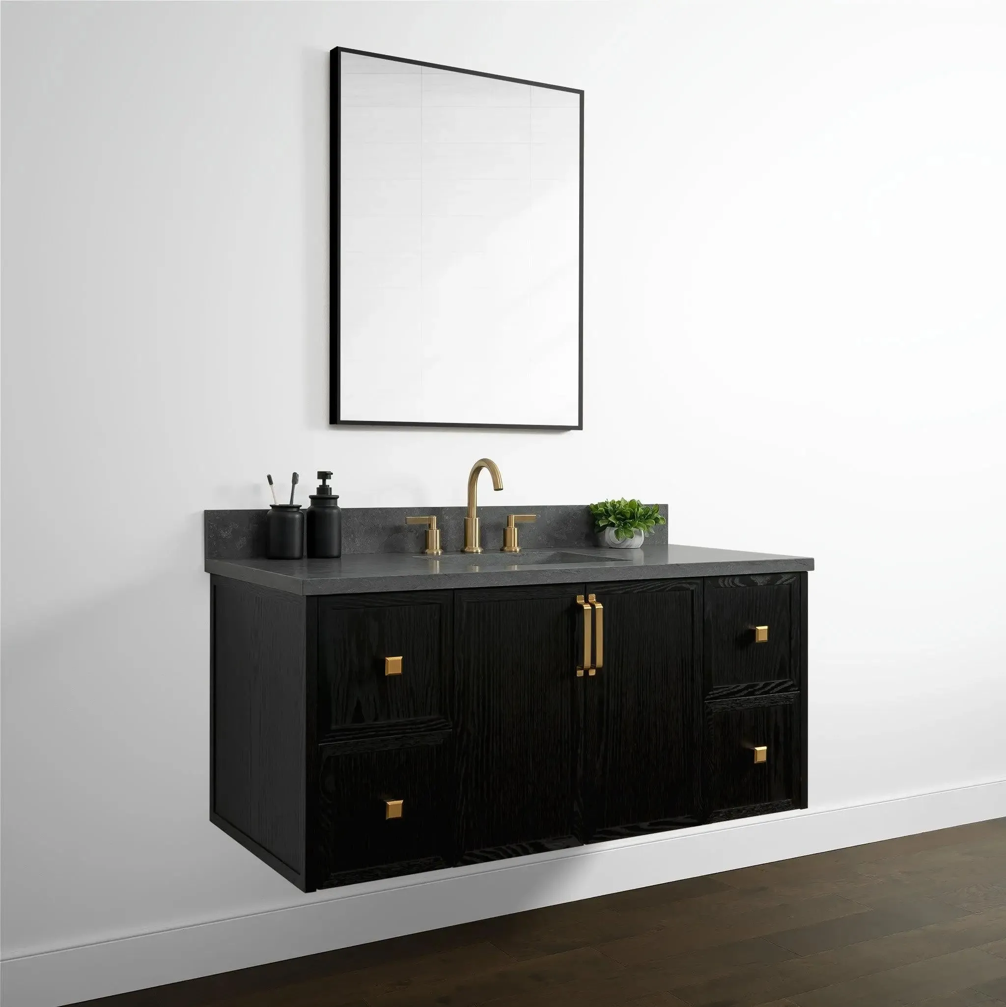 Cape Breton 48" Wall Mount Blackened Oak Bathroom Vanity