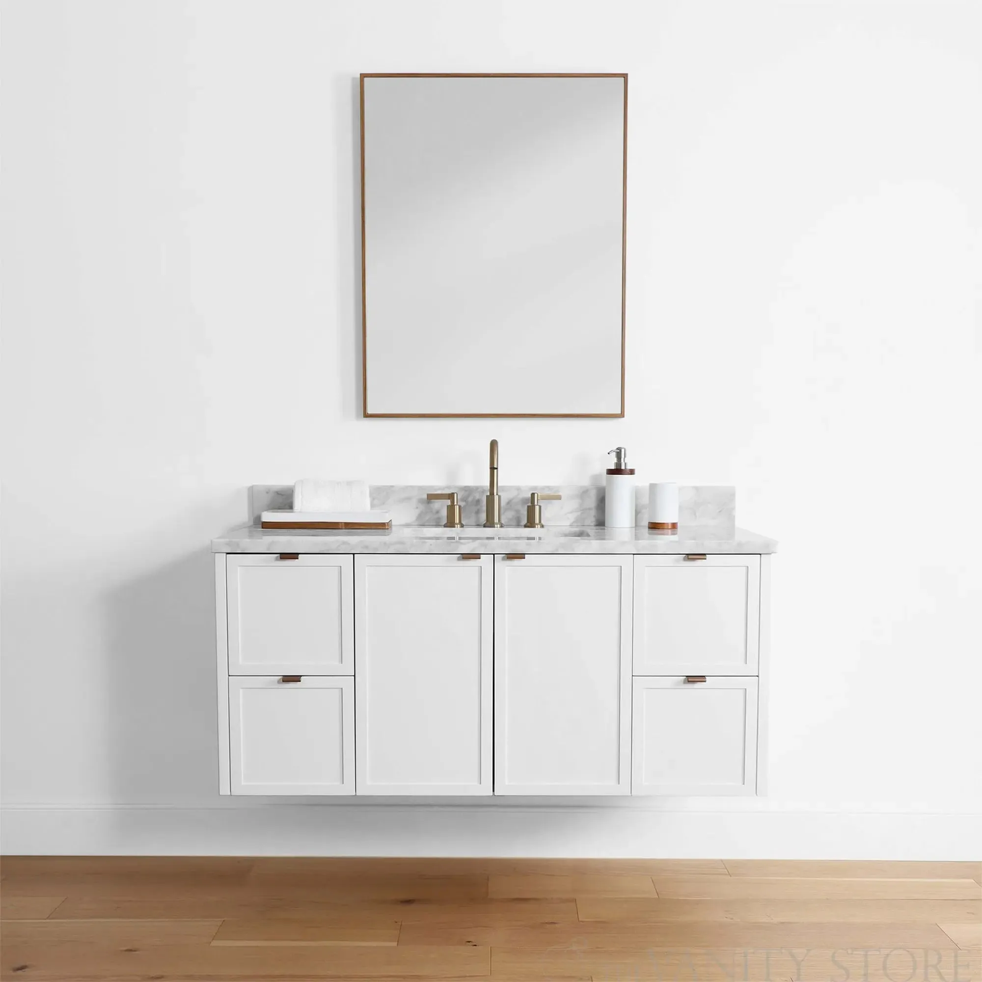 Cape Breton 48" Wall Mount Satin White Bathroom Vanity