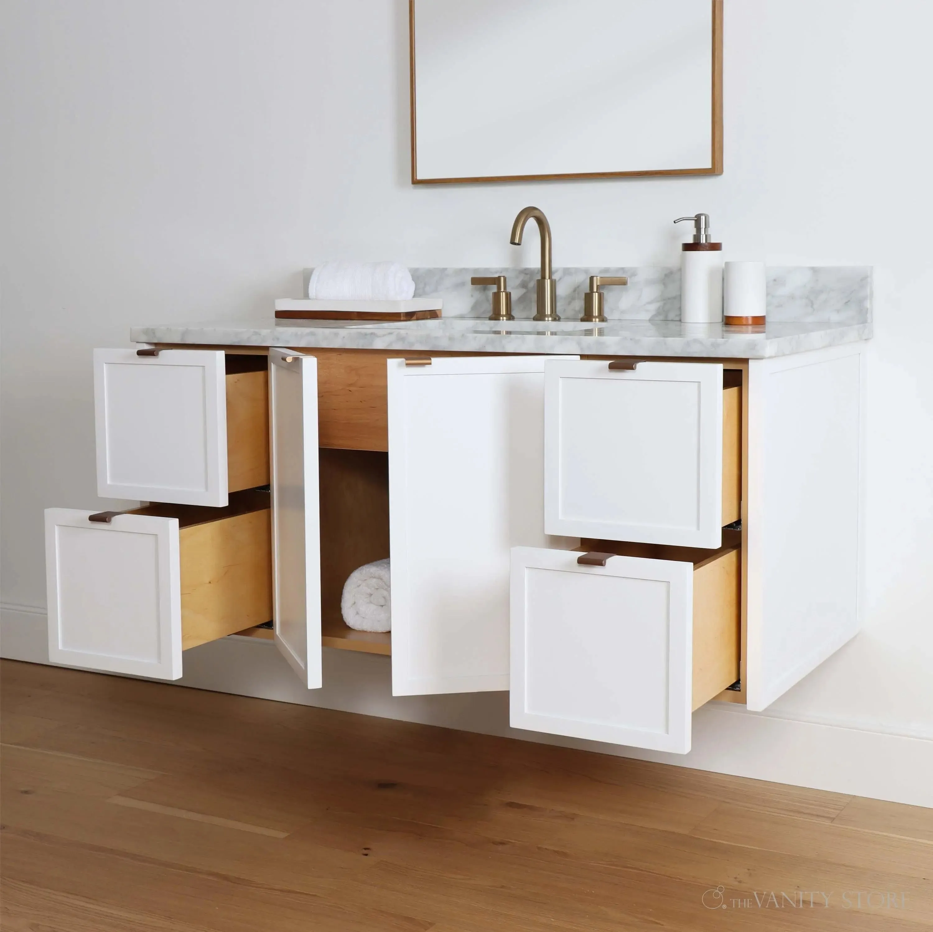 Cape Breton 48" Wall Mount Satin White Bathroom Vanity