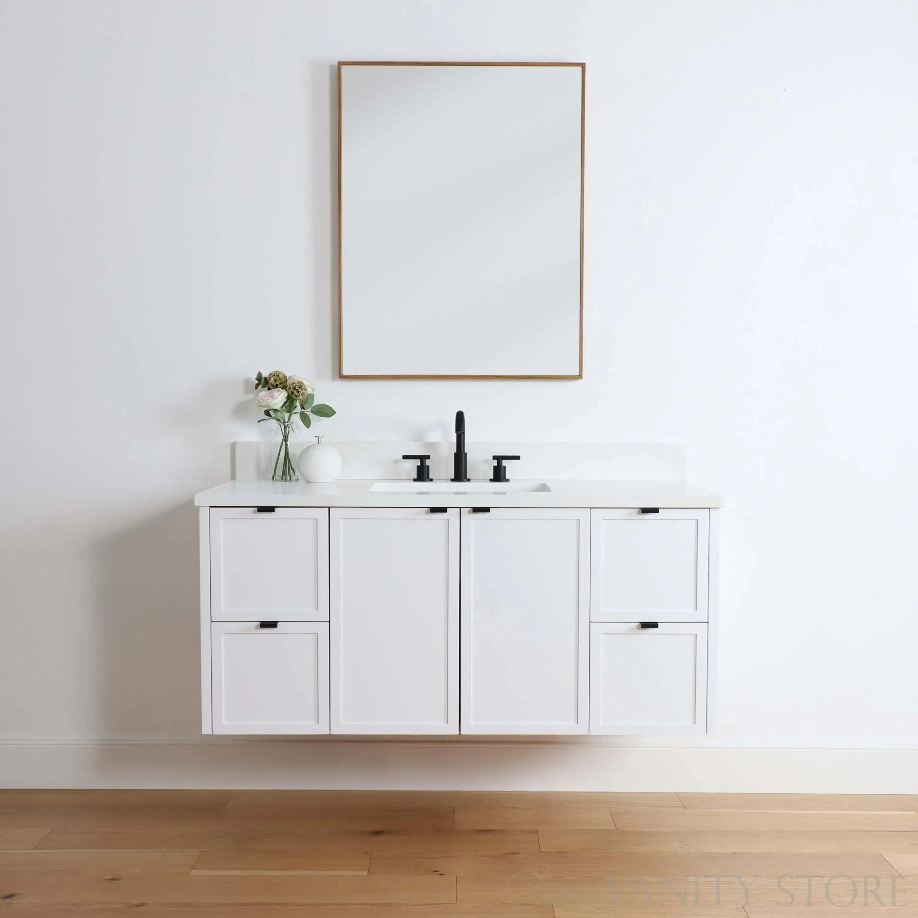 Cape Breton 48" Wall Mount Satin White Bathroom Vanity