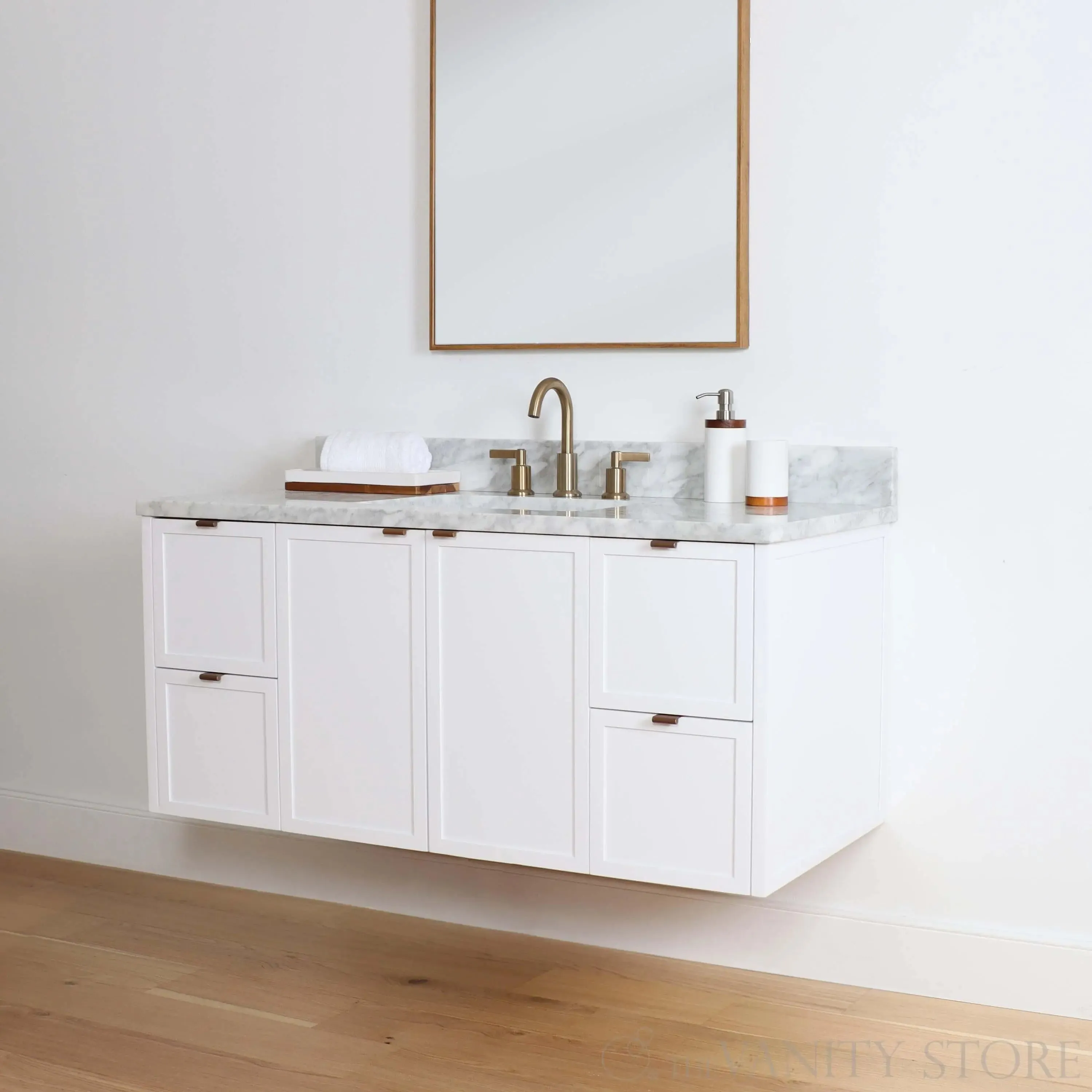 Cape Breton 48" Wall Mount Satin White Bathroom Vanity