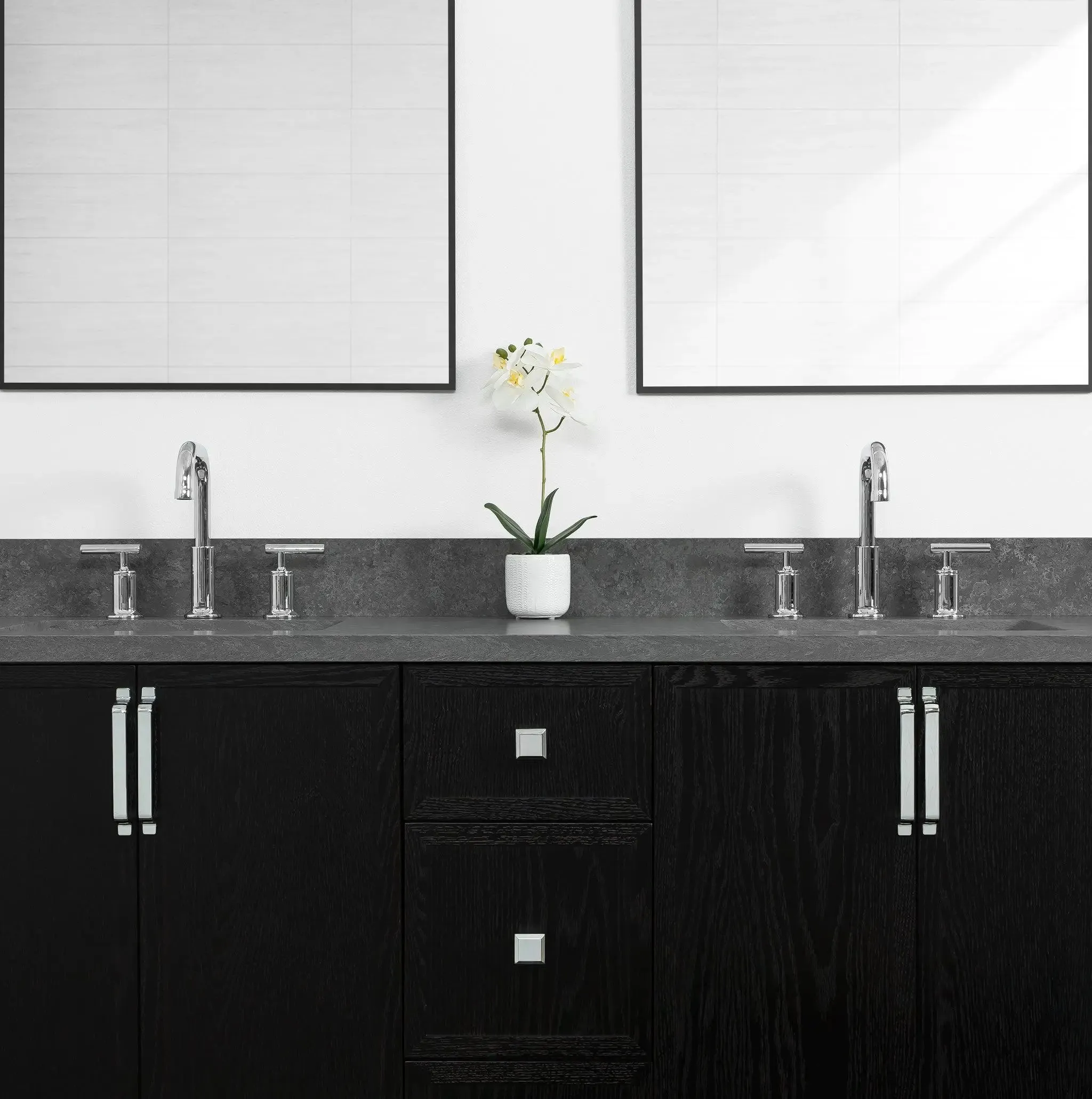 Cape Breton 60" Blackened Oak Bathroom Vanity, Double Sink