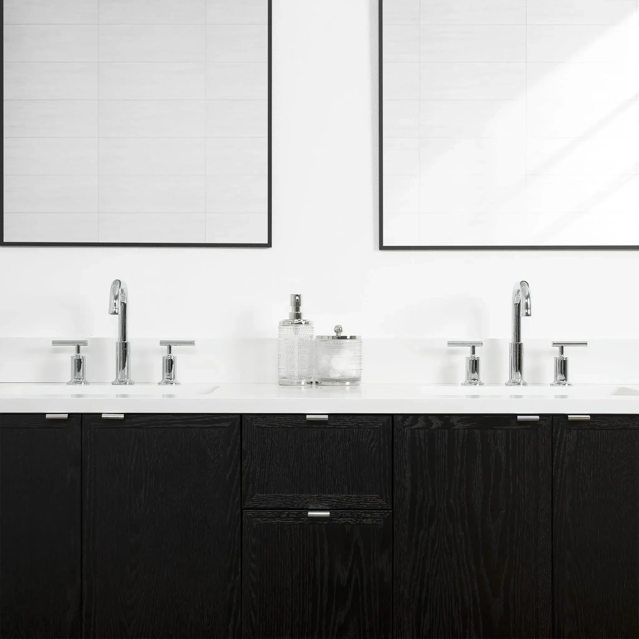 Cape Breton 60" Blackened Oak Bathroom Vanity, Double Sink