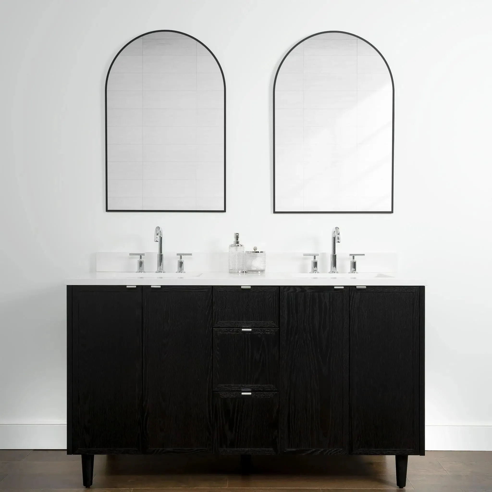 Cape Breton 60" Blackened Oak Bathroom Vanity, Double Sink