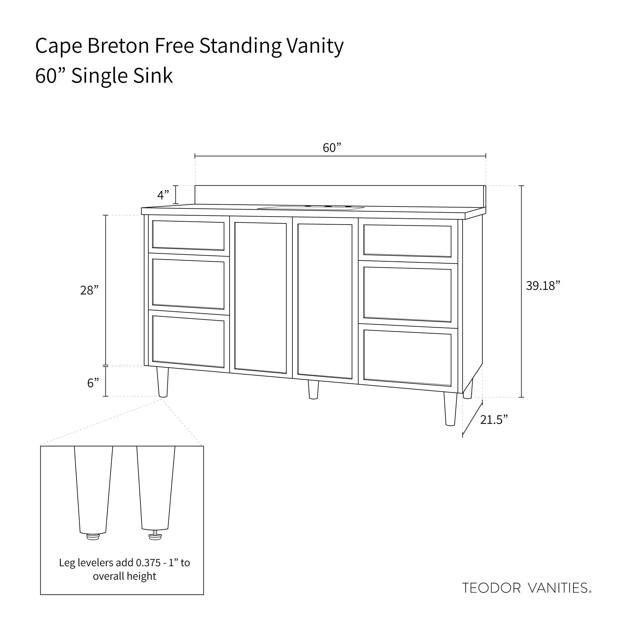 Cape Breton 60" Blackened Oak Bathroom Vanity