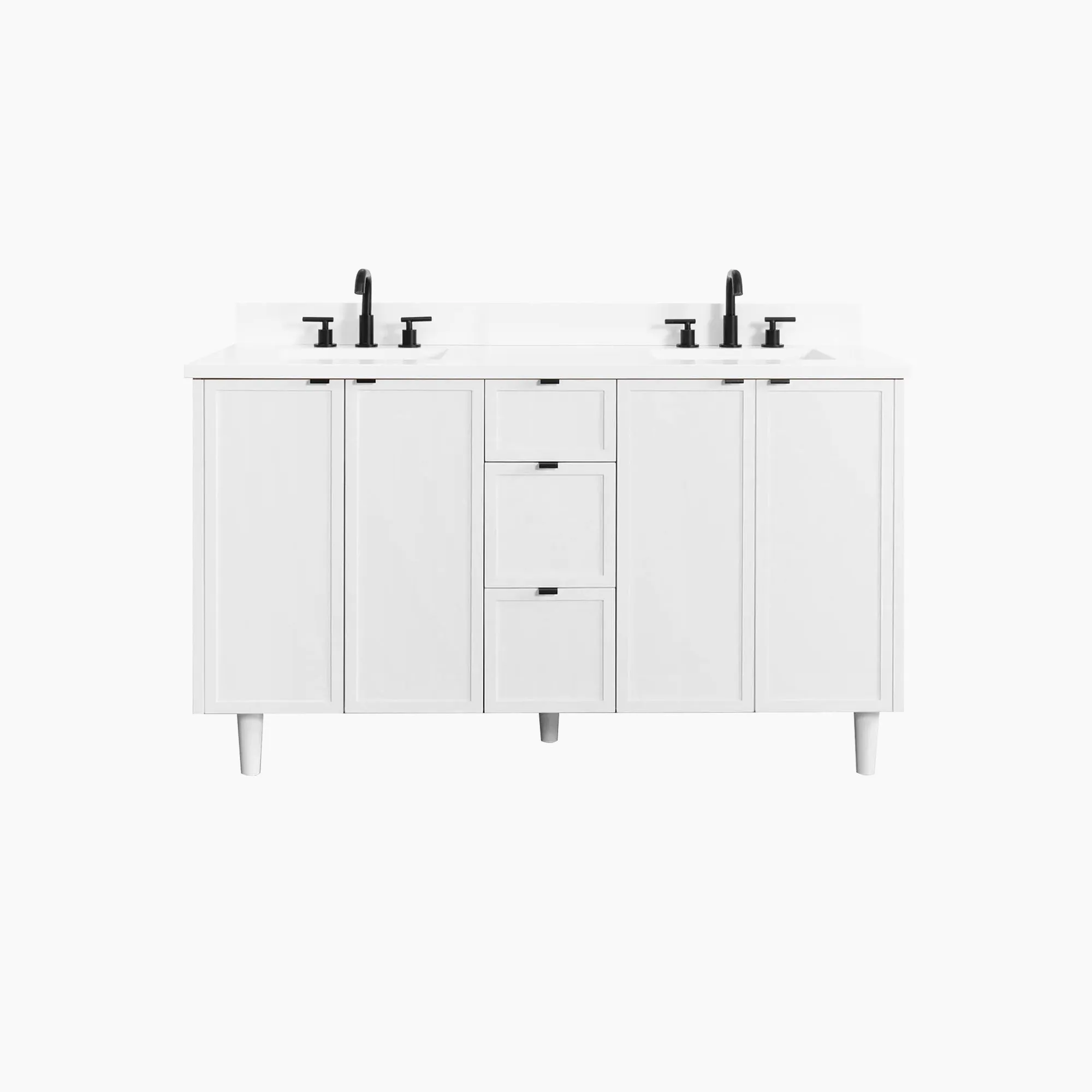Cape Breton 60" Satin White Bathroom Vanity, Double Sink