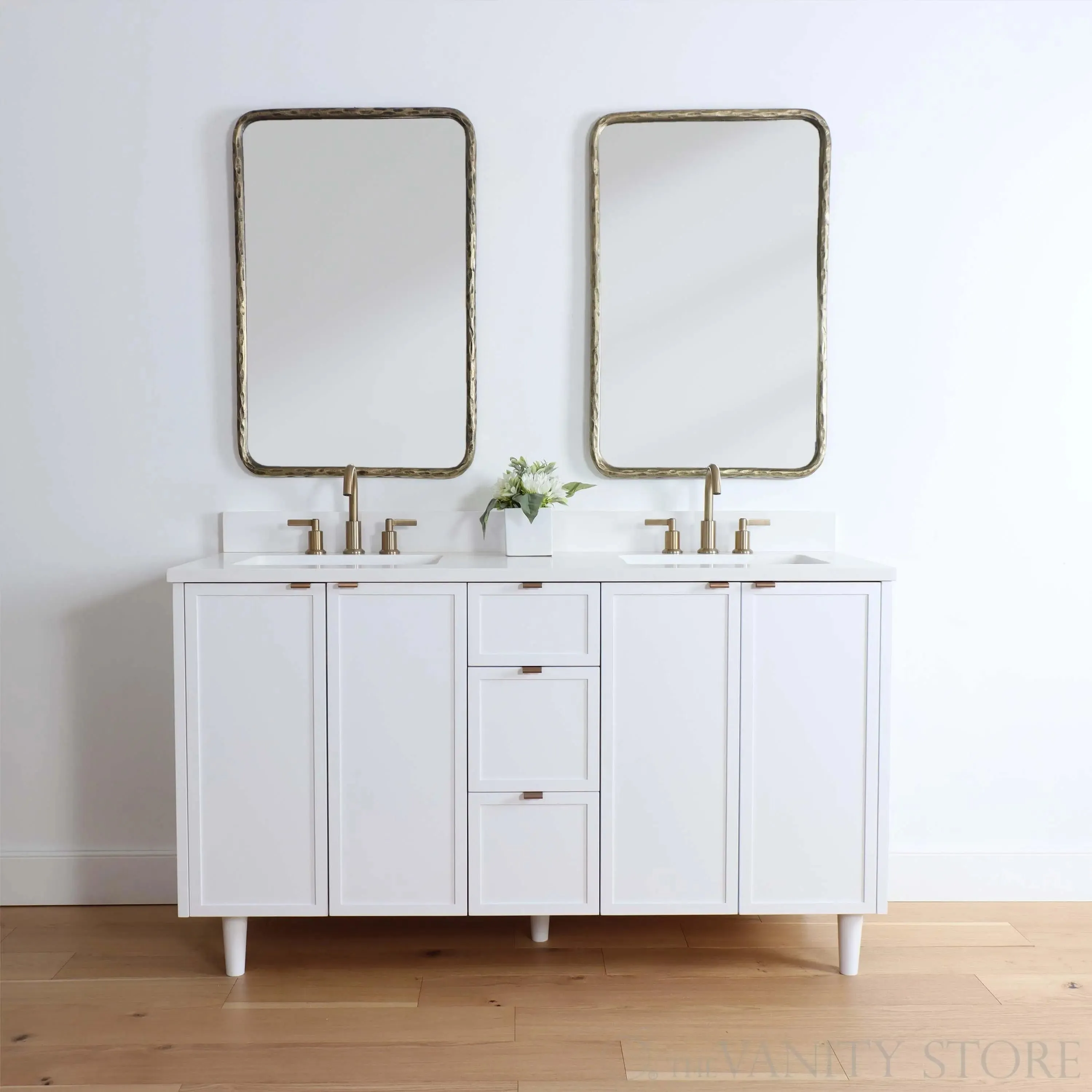 Cape Breton 60" Satin White Bathroom Vanity, Double Sink
