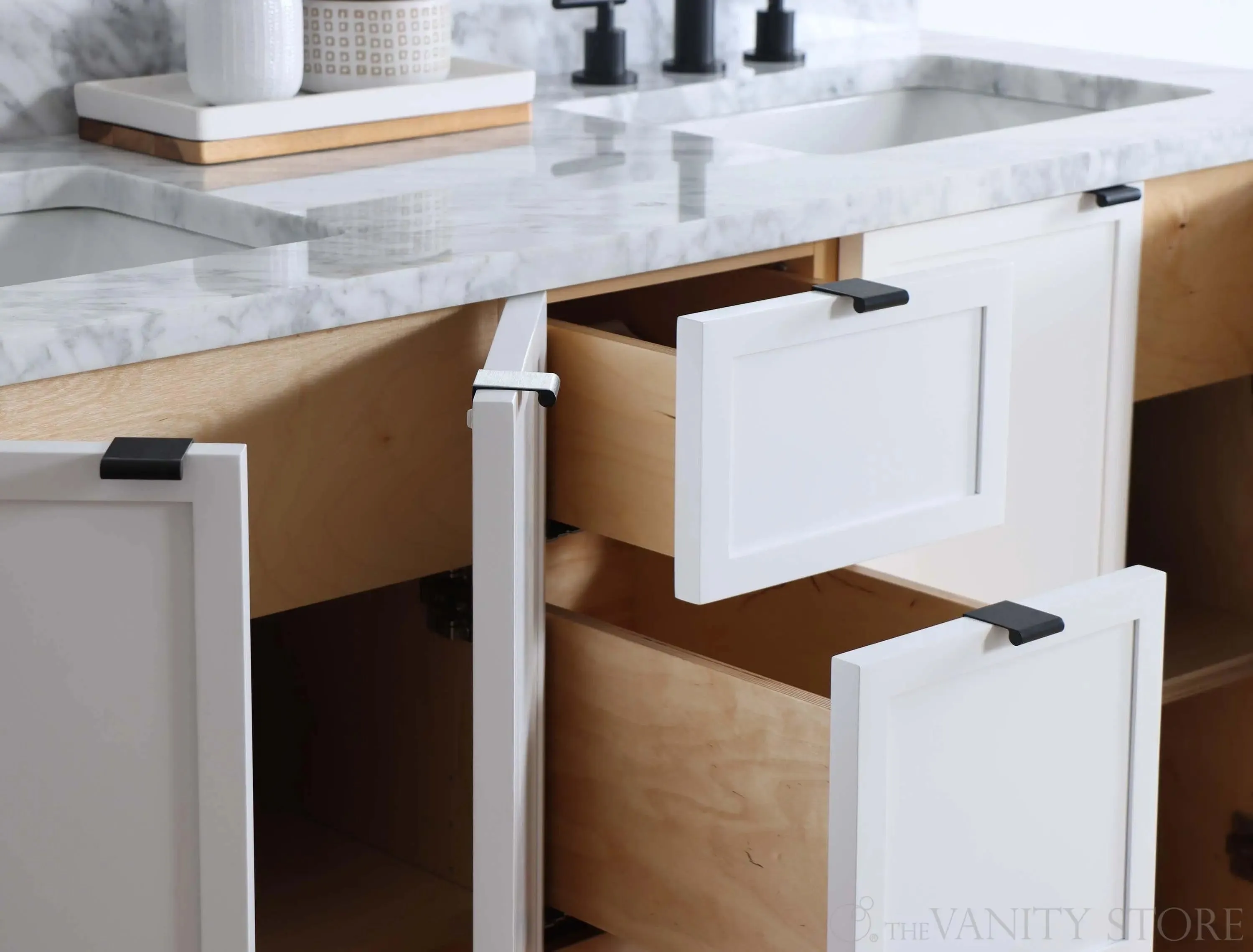 Cape Breton 60" Satin White Bathroom Vanity, Double Sink