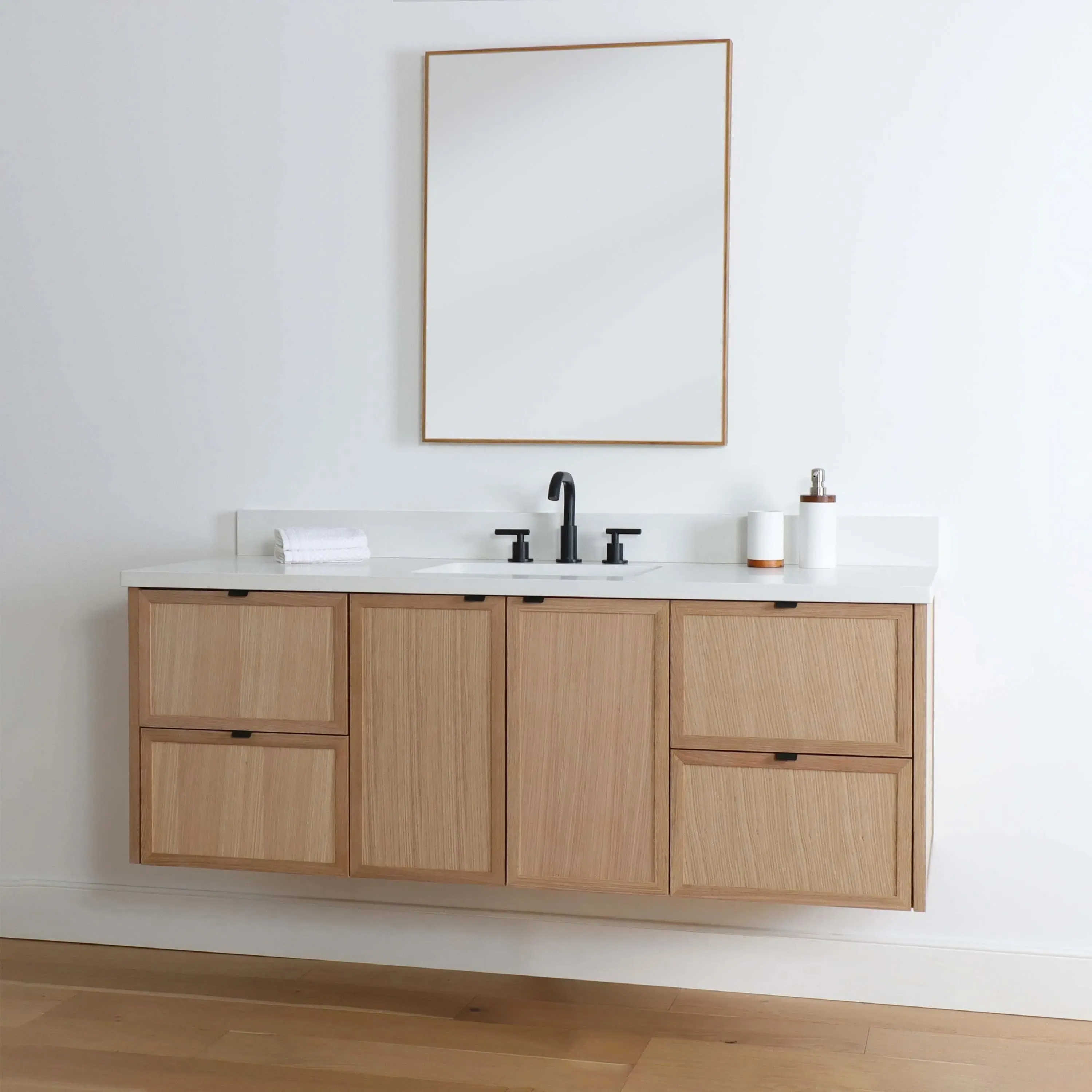 Cape Breton 60" Wall Mount White Oak Bathroom Vanity