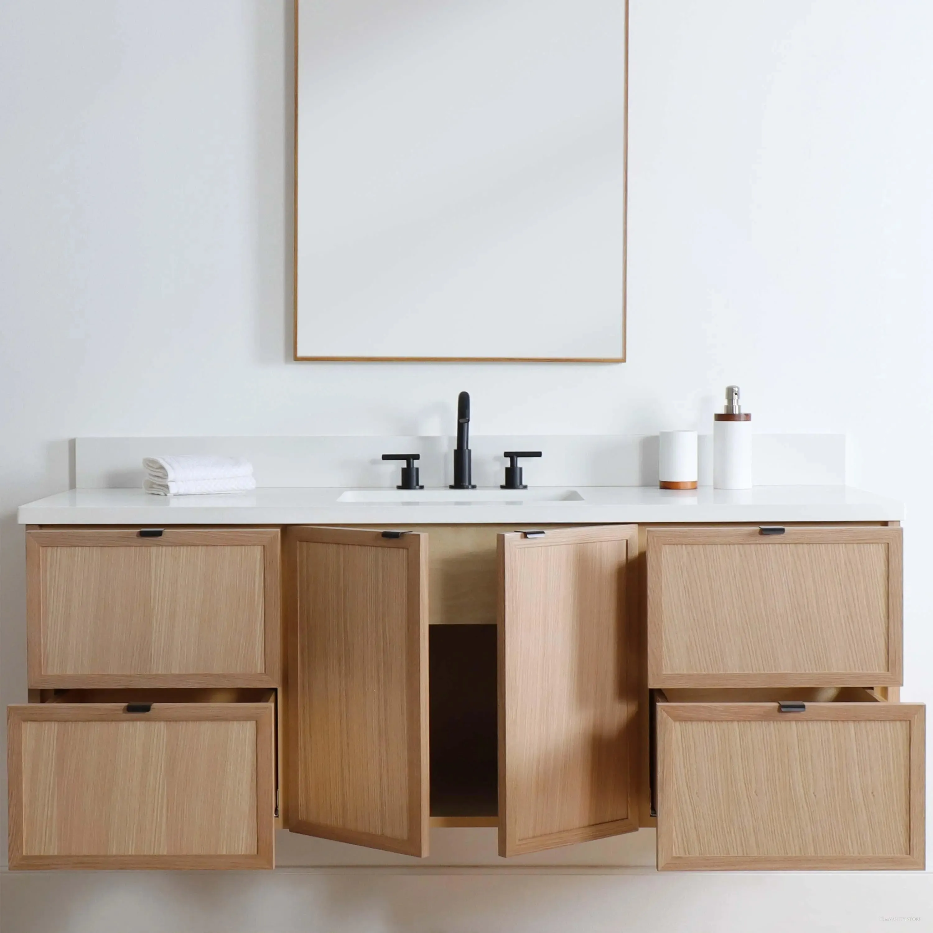Cape Breton 60" Wall Mount White Oak Bathroom Vanity