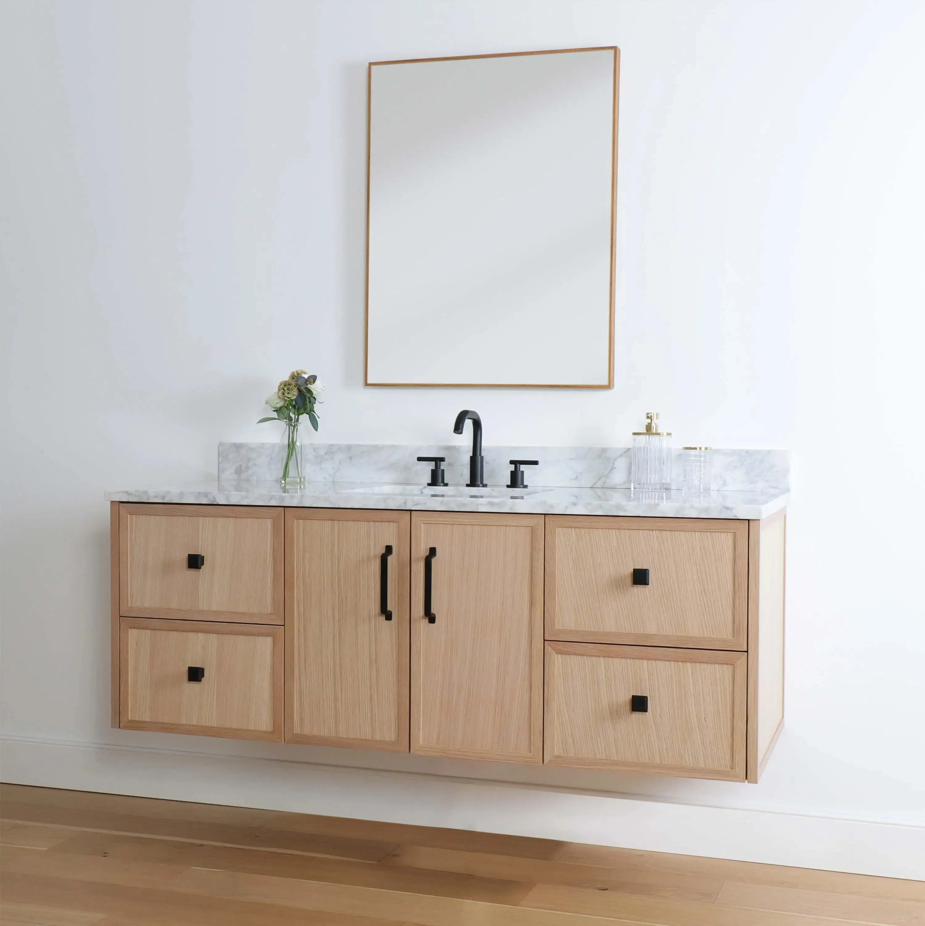Cape Breton 60" Wall Mount White Oak Bathroom Vanity