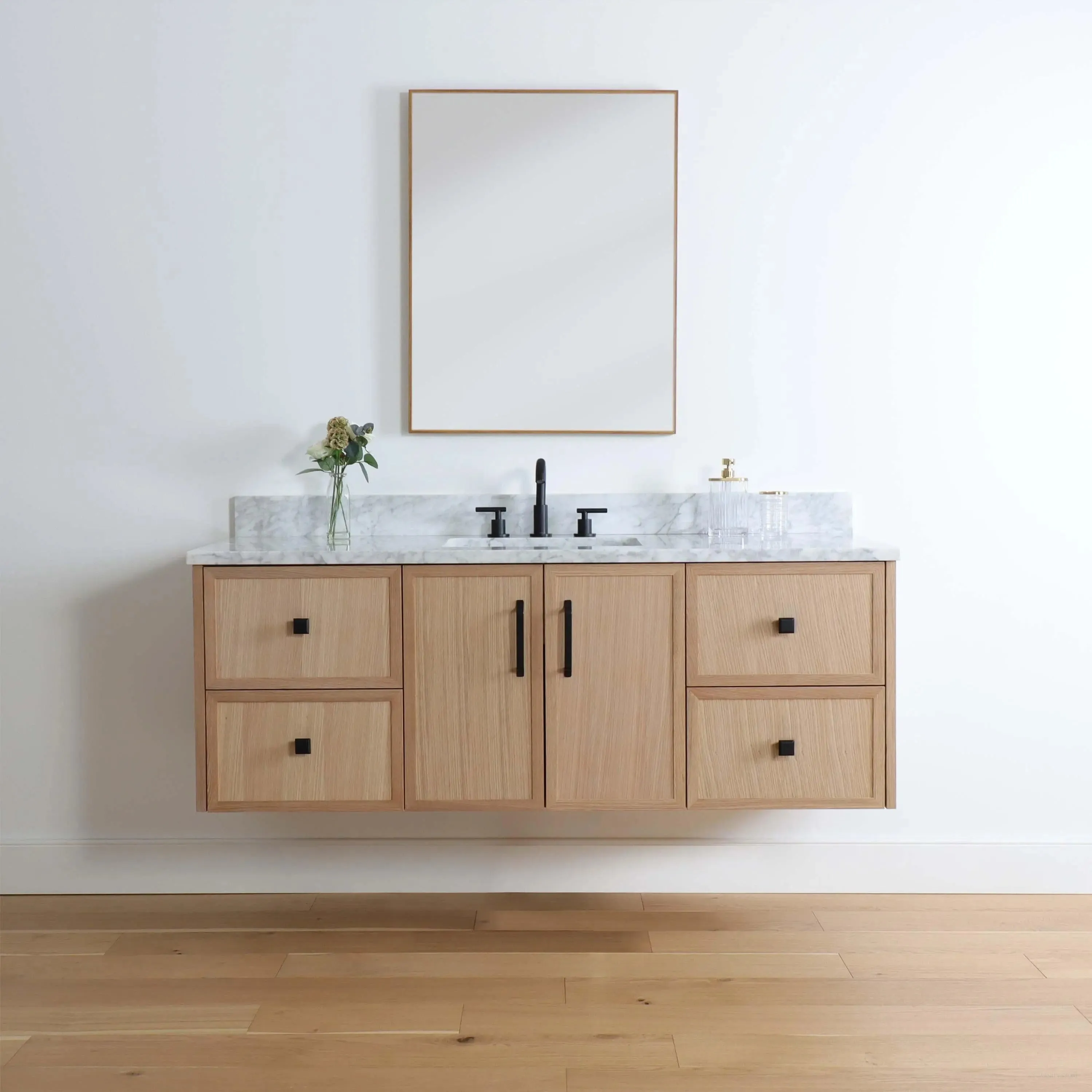 Cape Breton 60" Wall Mount White Oak Bathroom Vanity