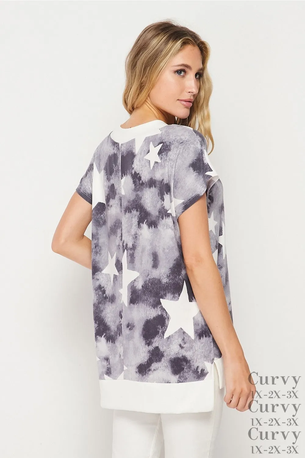 Charcoal Star Print Top