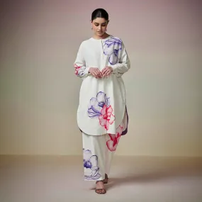 Cotton Linen Kurta Set for Women | Hand Painted | Ivory