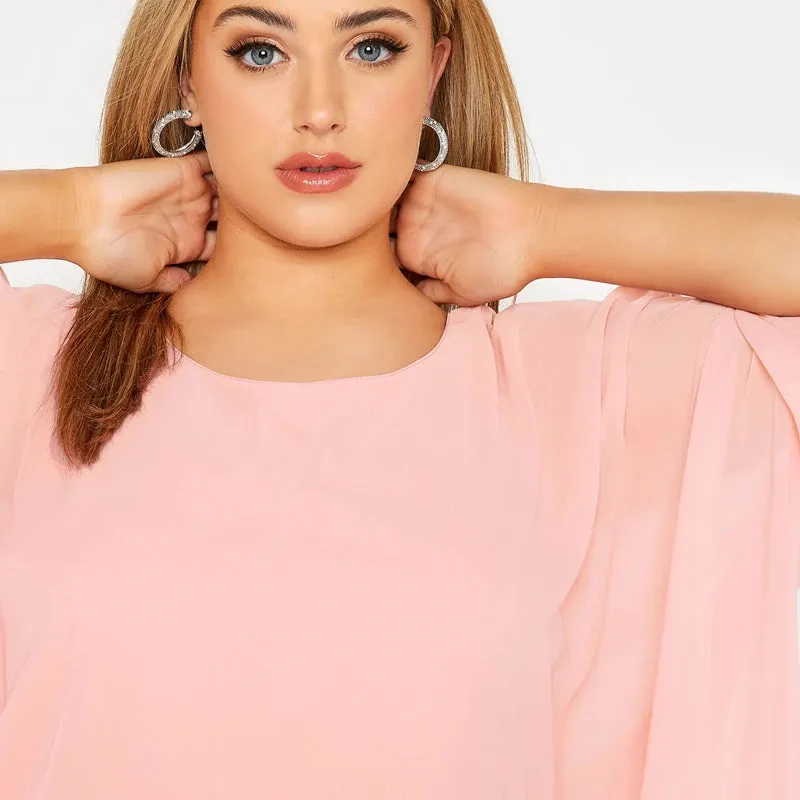 Elegant Summer Cape Blouse Women for Work Office Tunic Tops Large Size