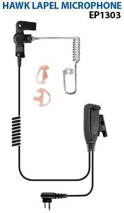 EP1327QR, Hawk, Lapel Mic, w/Quick Release fits Harris M/A COM