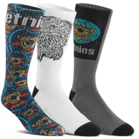 Etnies X Thomas Hooper 3 Pack Crew Socks - Black/White/Multi