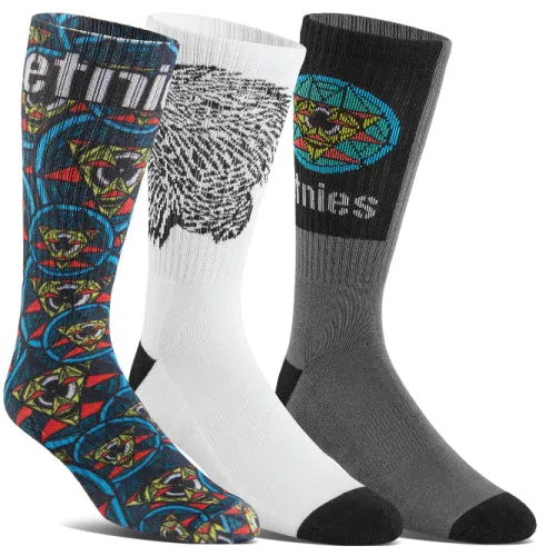 Etnies X Thomas Hooper 3 Pack Crew Socks - Black/White/Multi