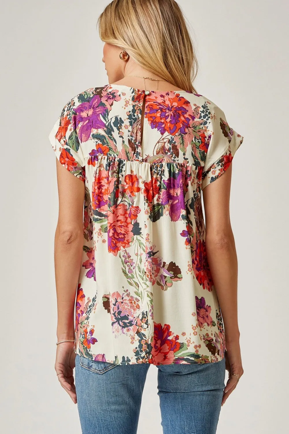 Floral Cap Sleeve Blouse