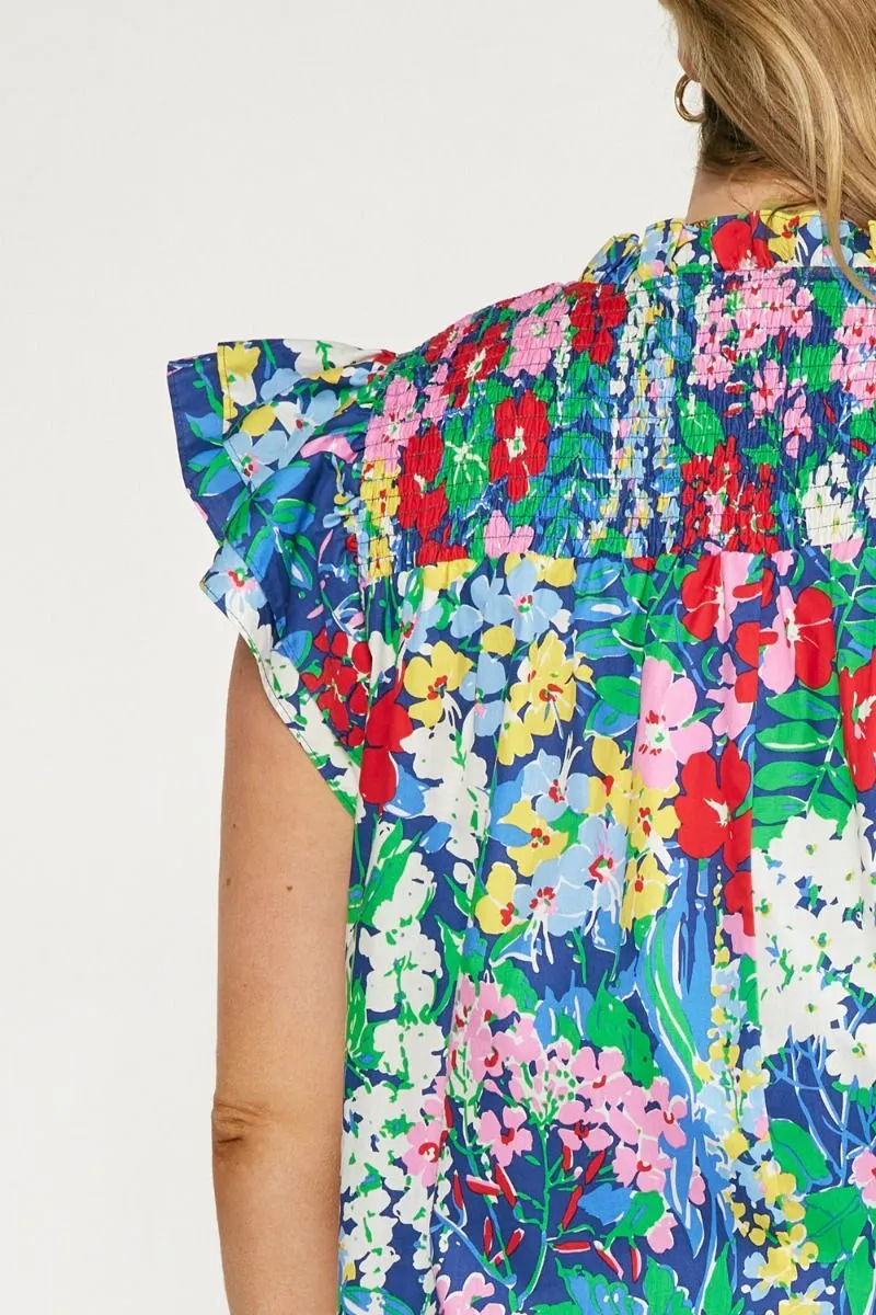 Floral Ruffle Sleeve Top