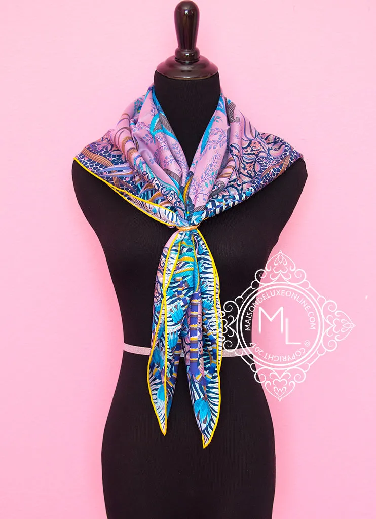 Hermes Purple Twill Silk 90 cm Flowers of South Africa Scarf