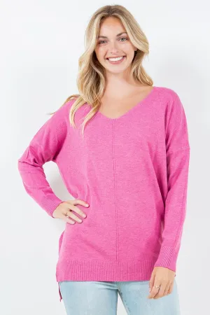 HOT PINK SIDE SLIT ULTRA SOFT TUNIC HOT PINK SIDE SLIT ULTRA SOFT TUNIC