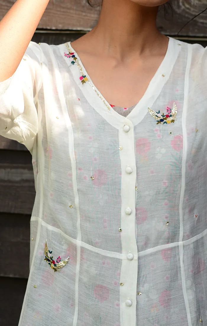 Ivory Chanderi Shirt Dress