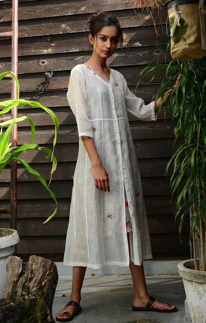 Ivory Chanderi Shirt Dress