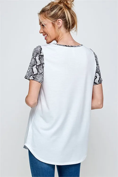Ivory Snakeskin Plus Size Top
