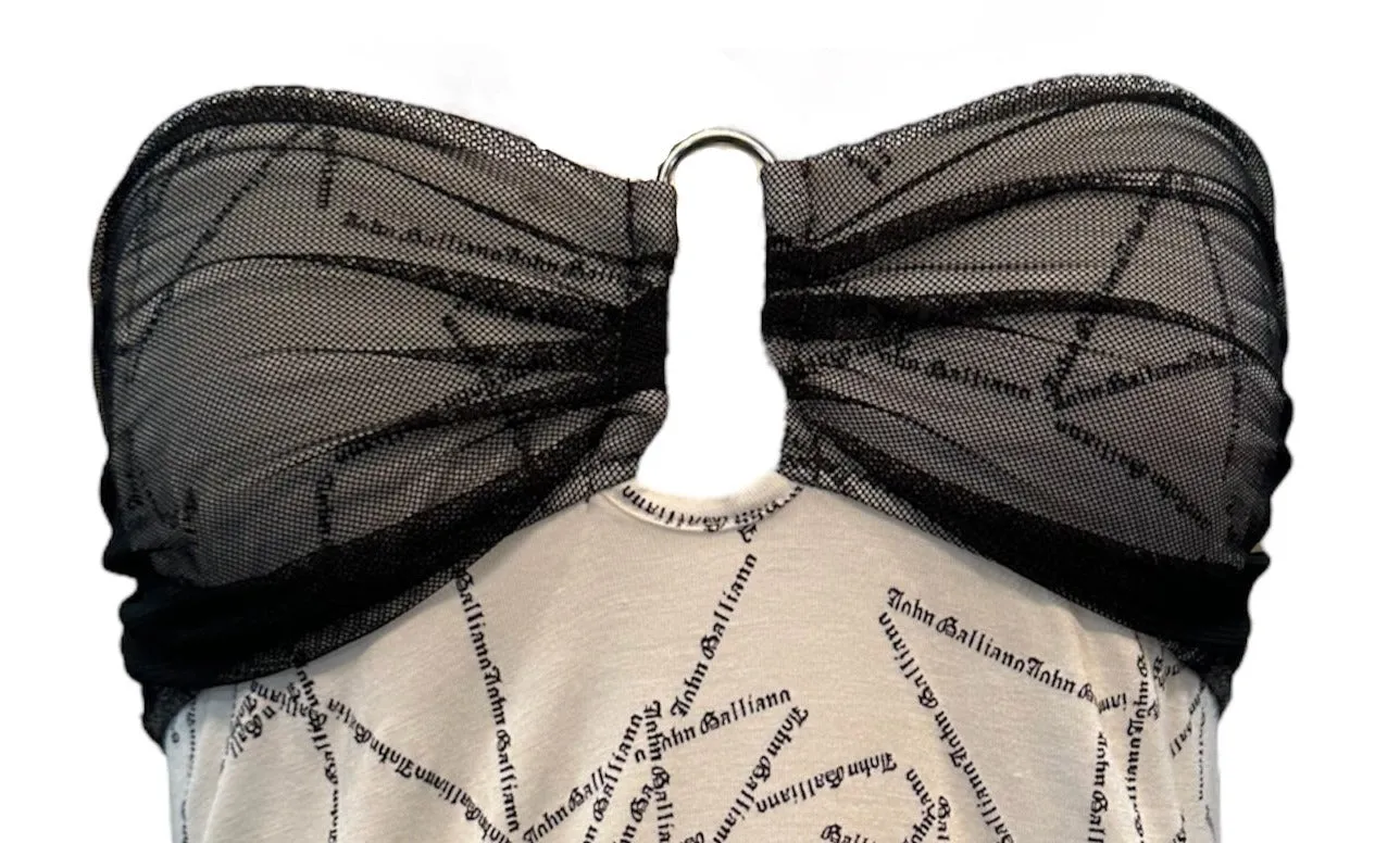 John Galliano Y2K White Strapless Cotton Romper with Logo Stars