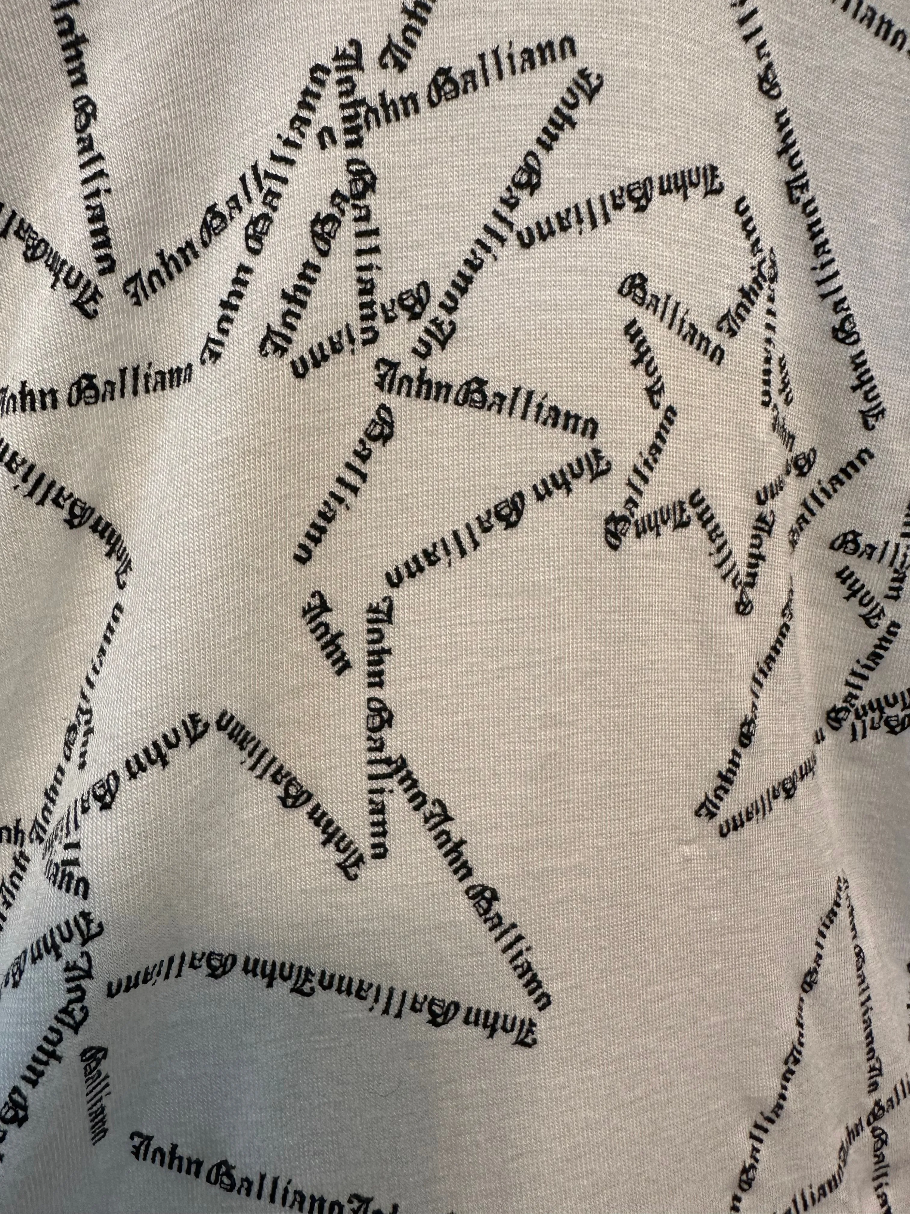 John Galliano Y2K White Strapless Cotton Romper with Logo Stars